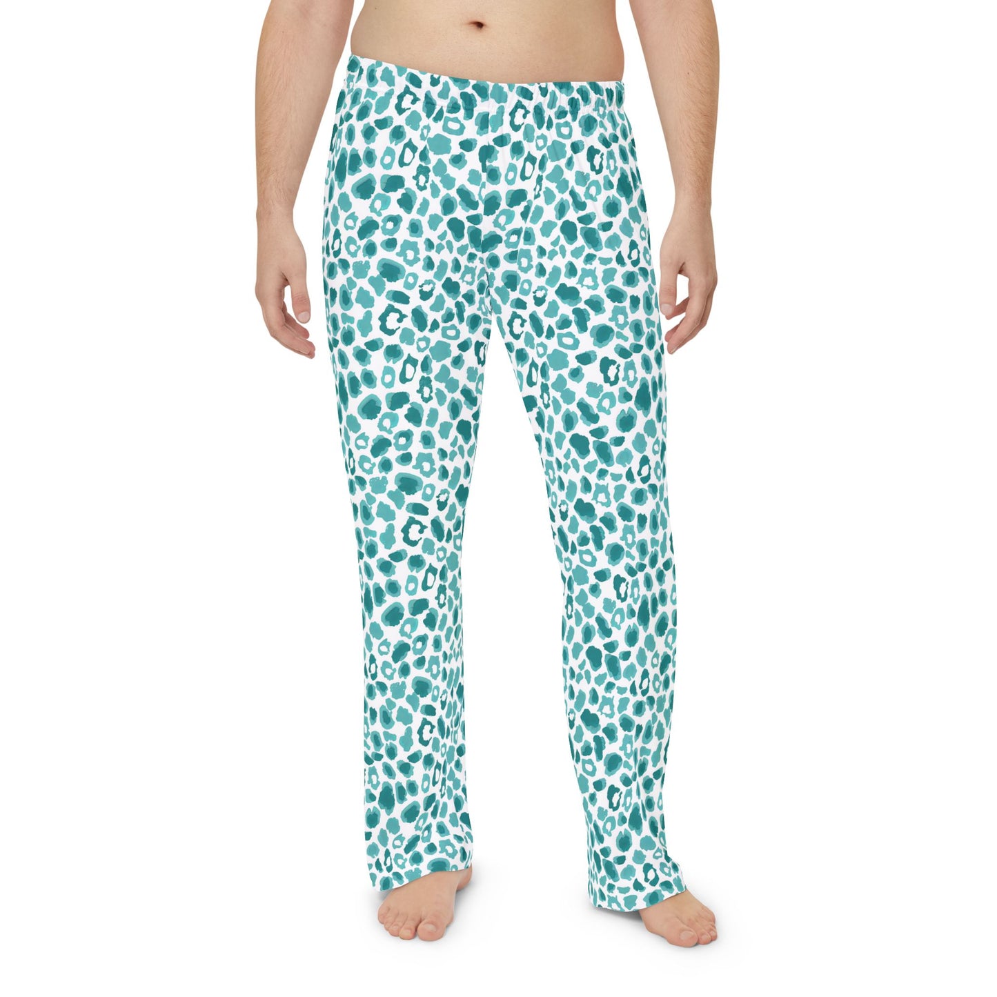 Men's Blue Leopard Print Pajama Pants Men’s Boho Abstract Pajama Pants | Teal & Blue Modern Lounge Pants | Polyamory & ENM Friendly Sleepwear | Soft Cozy Gift