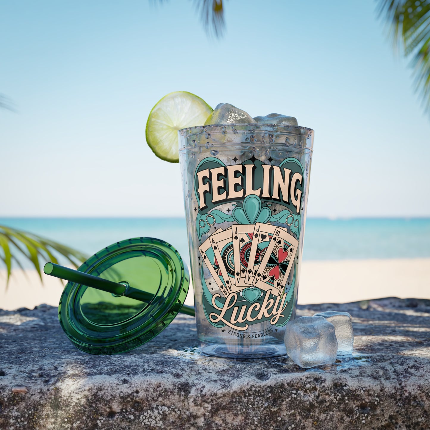 Feeling Lucky? Swinger Lifestyle 16oz Sunsplash Tumbler | Polyamory Pride Cup | ENM Drinkware | Ethical Non-Monogamy Gift | Open Relationship Aesthetic | Lifestyle Party Travel Cup