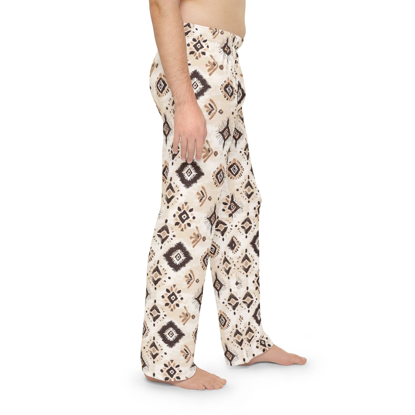 Men’s Neutral Boho Pajama Pants | Earth Tone Abstract Lounge Pants | Minimalist Sleepwear | Polyamory & ENM Friendly