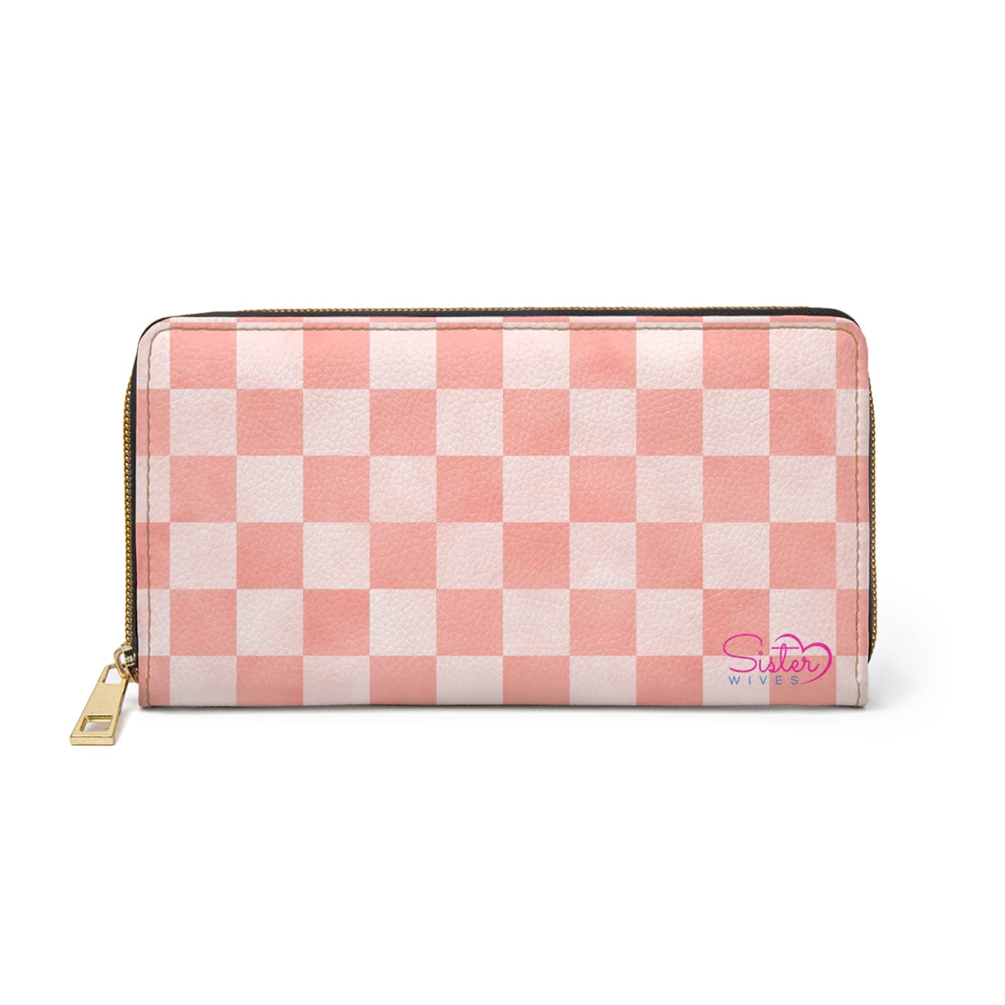 Checkered Pink Zipper Wallet | Polyamory Friendly Accessory | ENM Lifestyle Wallet | Inclusive Chosen Family Gift | Colorful Retro Checker Wallet