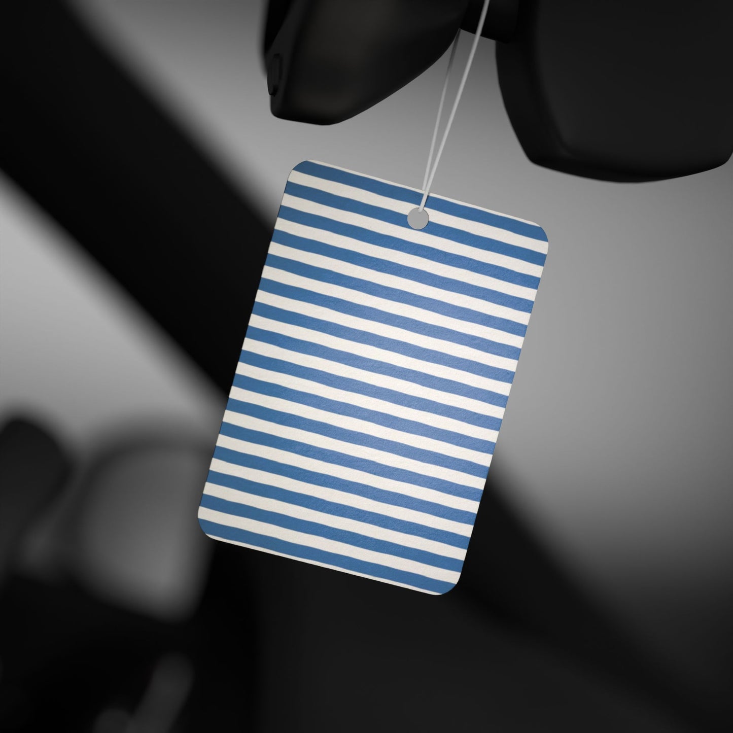 Blue Stripe Car Air Freshener – Coastal Minimalist Aesthetic Hanging Diffuser | Pine, New Car & Black Ice Scents