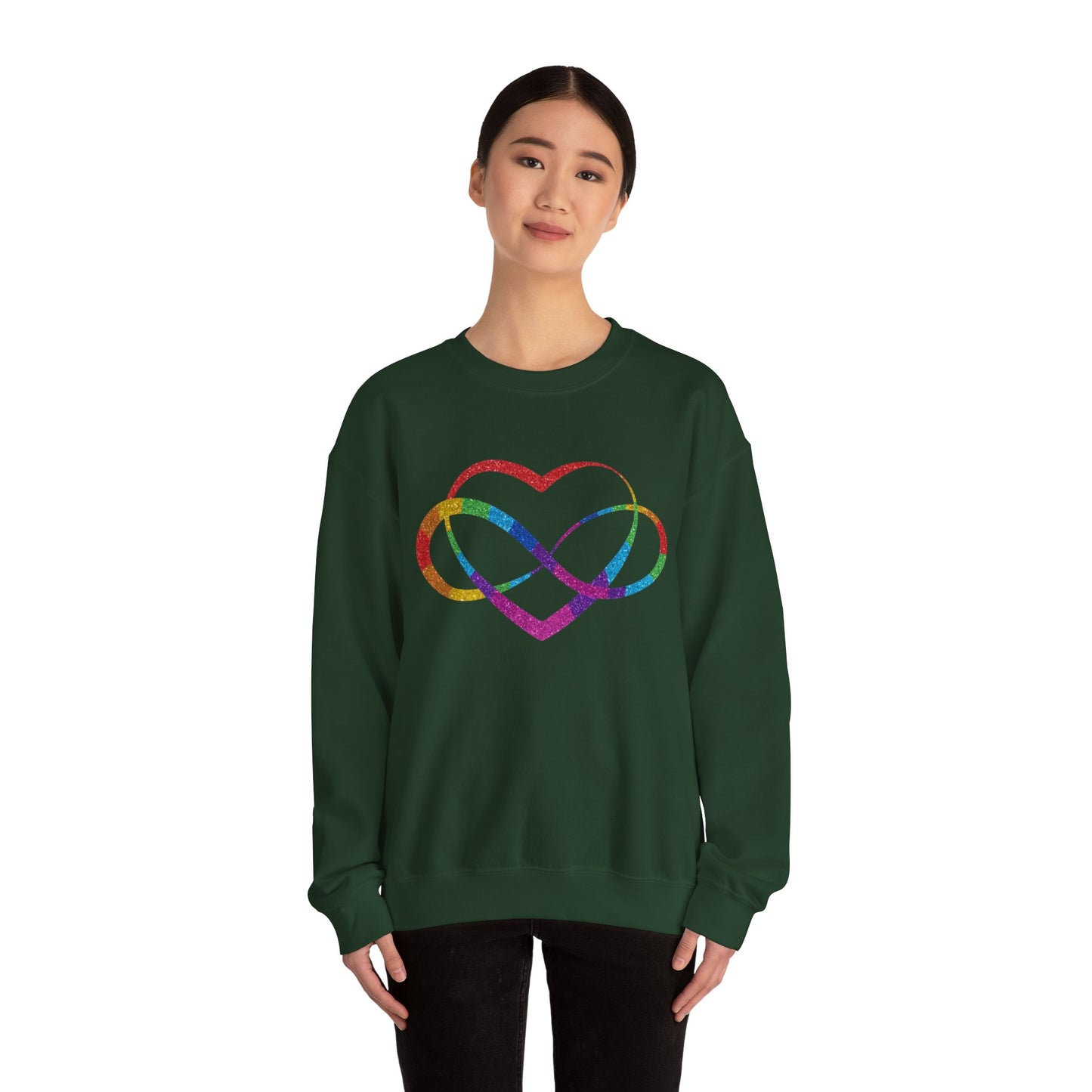 Infinity Heart Crewneck Sweatshirt | Polyamory & ENM Symbol Pullover | LGBTQ+ Inclusive Chosen Family Apparel | Cozy Pride Sweatshirt