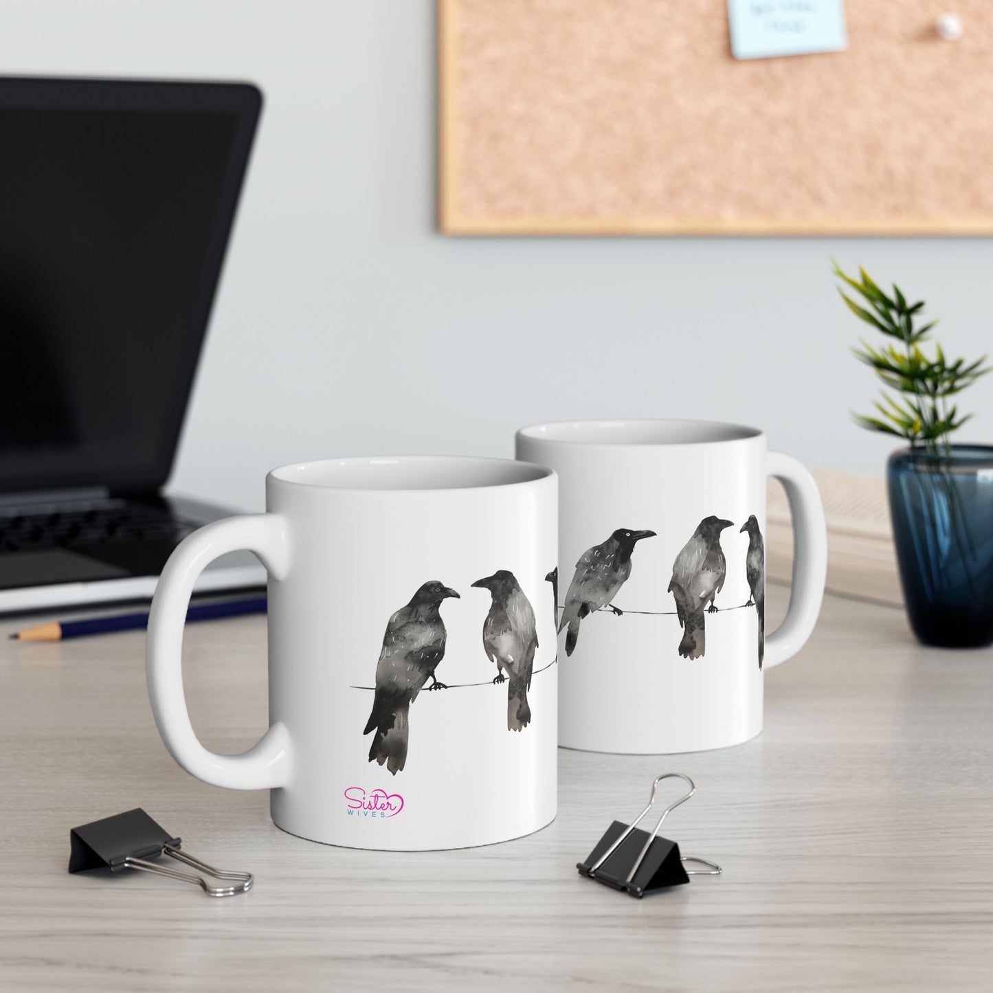 Three Crows Mug | Chosen Family Coffee Cup | Polyamory & Sisterwives Symbol Mug | Ethical Non-Monogamy Gift | Cozy Ceramic Mug