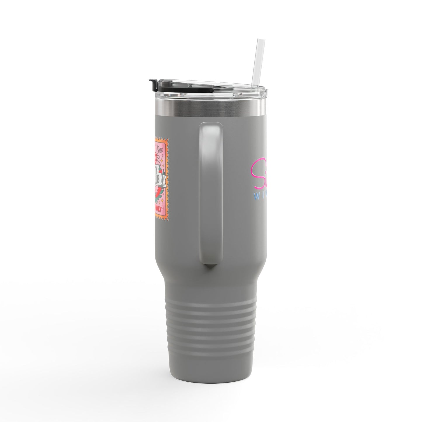 Smutty Book Club 40oz Insulated Travel Mug – Admit One Romance Reader Tumbler with Straw | Funny Spicy Booktok Cup