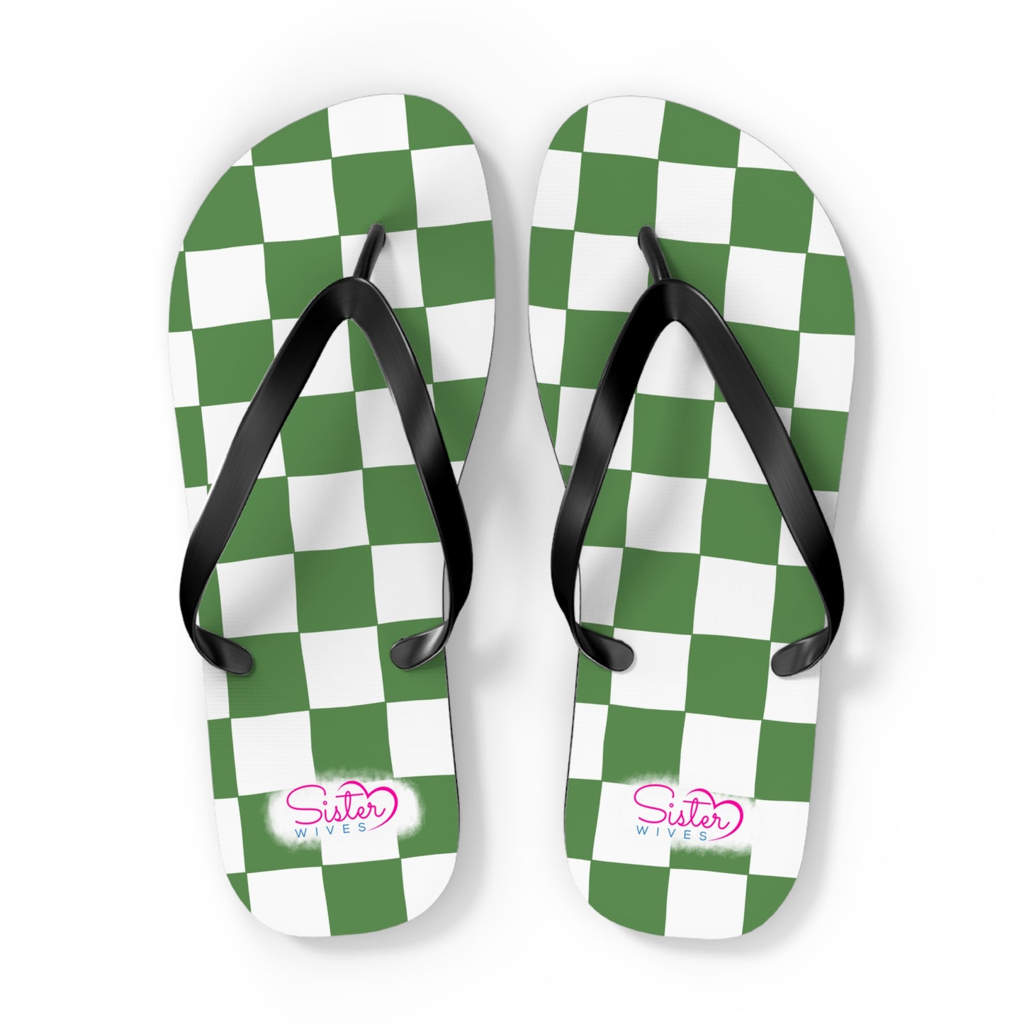Green Checkered Flip Flops | Summer Sandals for ENM, Poly & Open Relationship Lifestyle