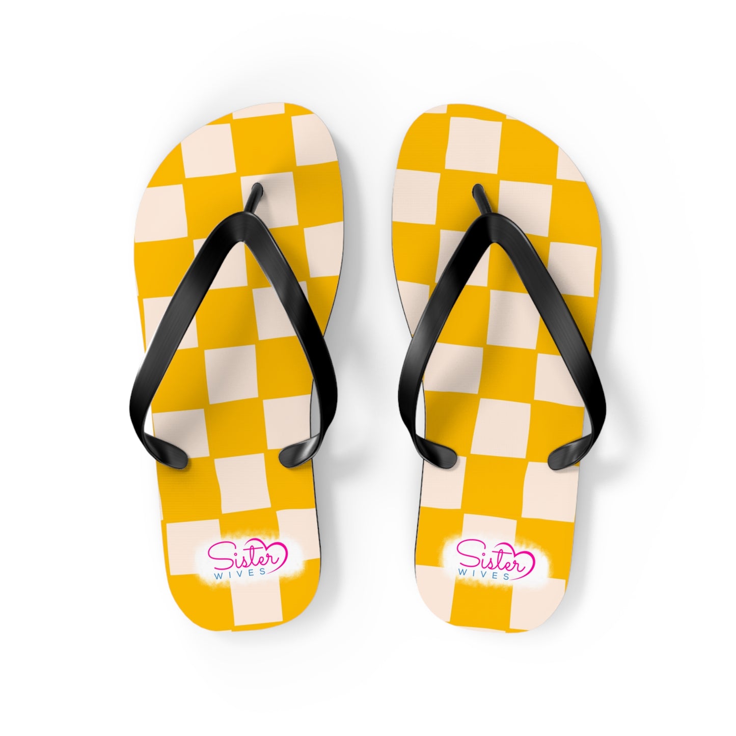 Yellow Checkered Flip Flops | Lightweight Summer Sandals for Travel & Vacation