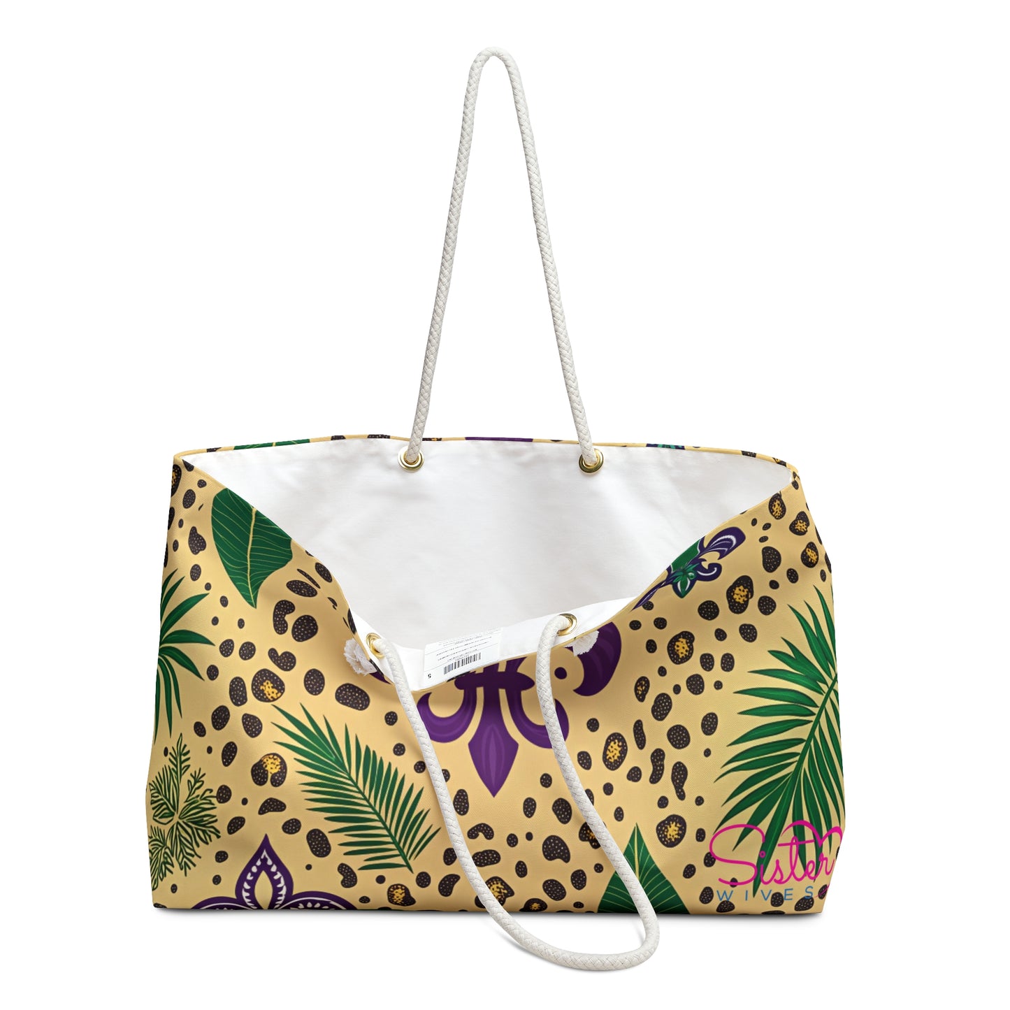 Mardi Gras Cheetah Print Weekender Bag | Polyamory ENM Friendly Travel Tote | Matching Couple & Throuple Overnight Bag | Festival & Cruise Carryall