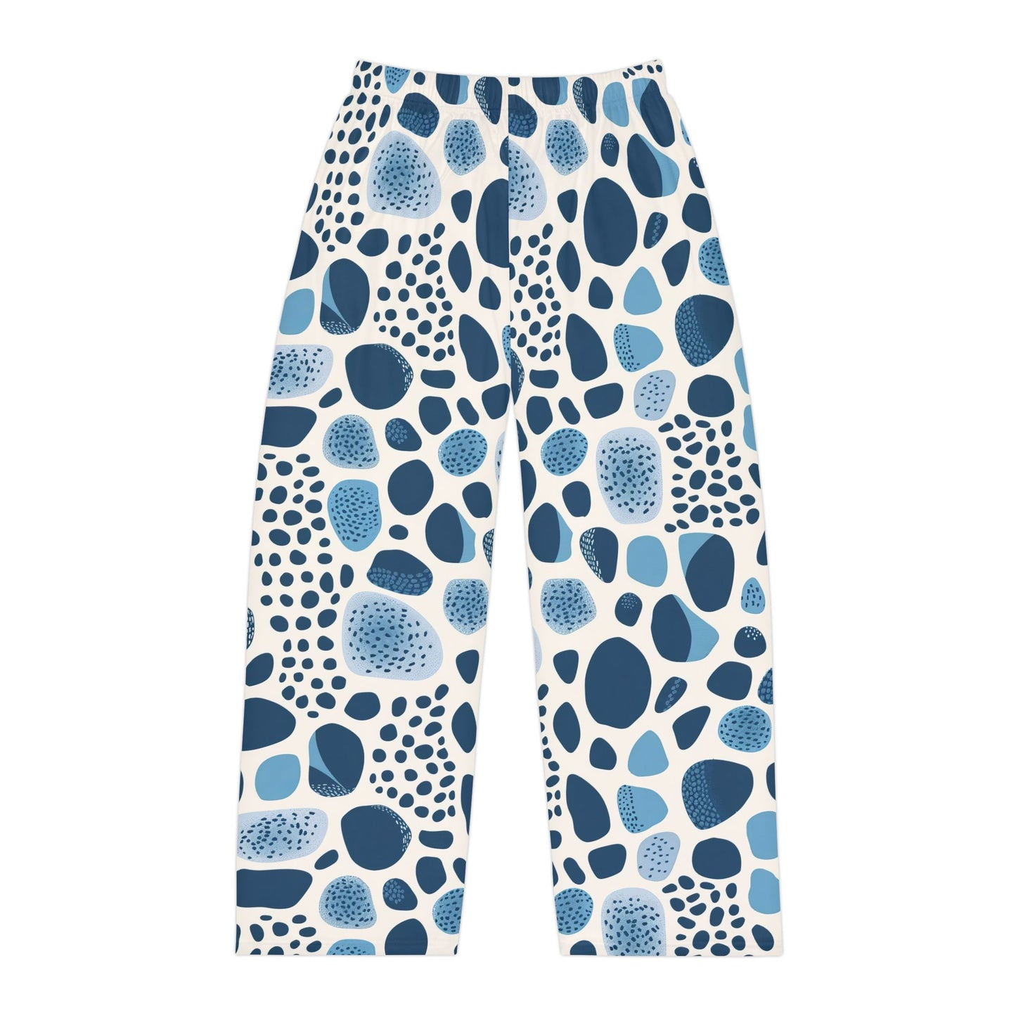 Men's Spotted Blue Mosaic Print Pajama Pants Men’s Boho Abstract Pajama Pants | Teal & Blue Modern Lounge Pants | Polyamory & ENM Friendly Sleepwear | Soft Cozy Gift