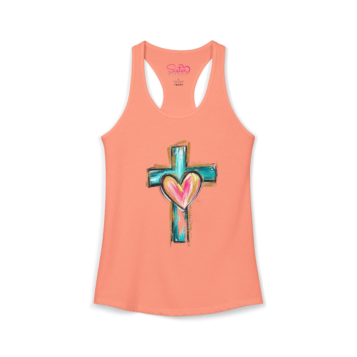 Cross with Heart Racerback Tank | Inclusive Faith Tank Top | Chosen Family Christian Apparel | Love-Centered Spiritual Summer Shirt