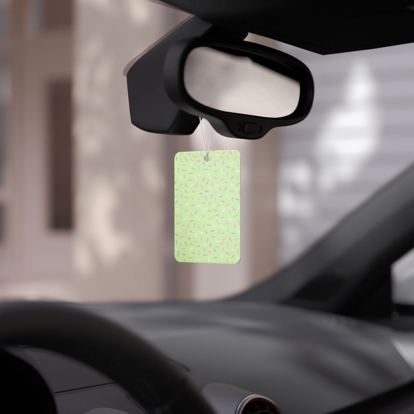 Green Pastel Sprinkle Car Air Freshener – Cute Confetti Aesthetic Hanging Diffuser | Pine, New Car & Black Ice Scents