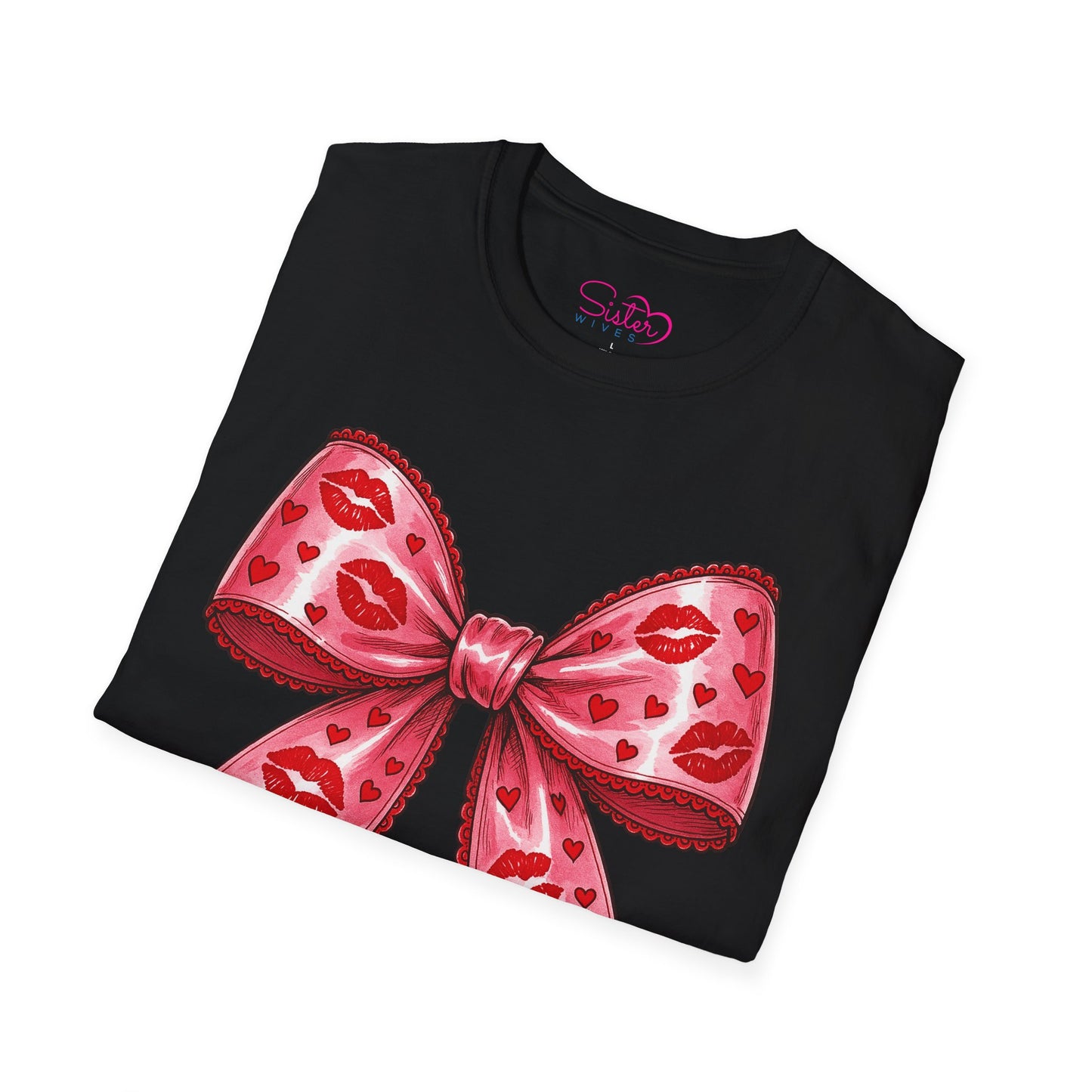 Red Coquette Bow Shirt – Flirty Valentine Bow T-Shirt, Polyamory ENM Non-Monogamy Symbol Tee, Unisex Gildan 64000