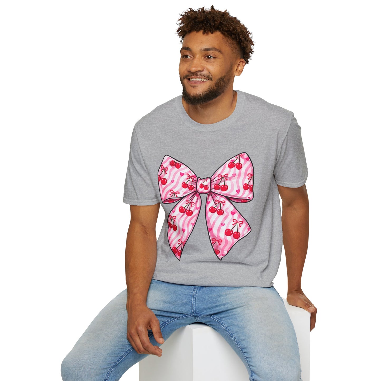 Valentine's Day Red Coquette Bow Shirt – Flirty Valentine Bow T-Shirt, Polyamory ENM Non-Monogamy Symbol Tee, Unisex Gildan 64000