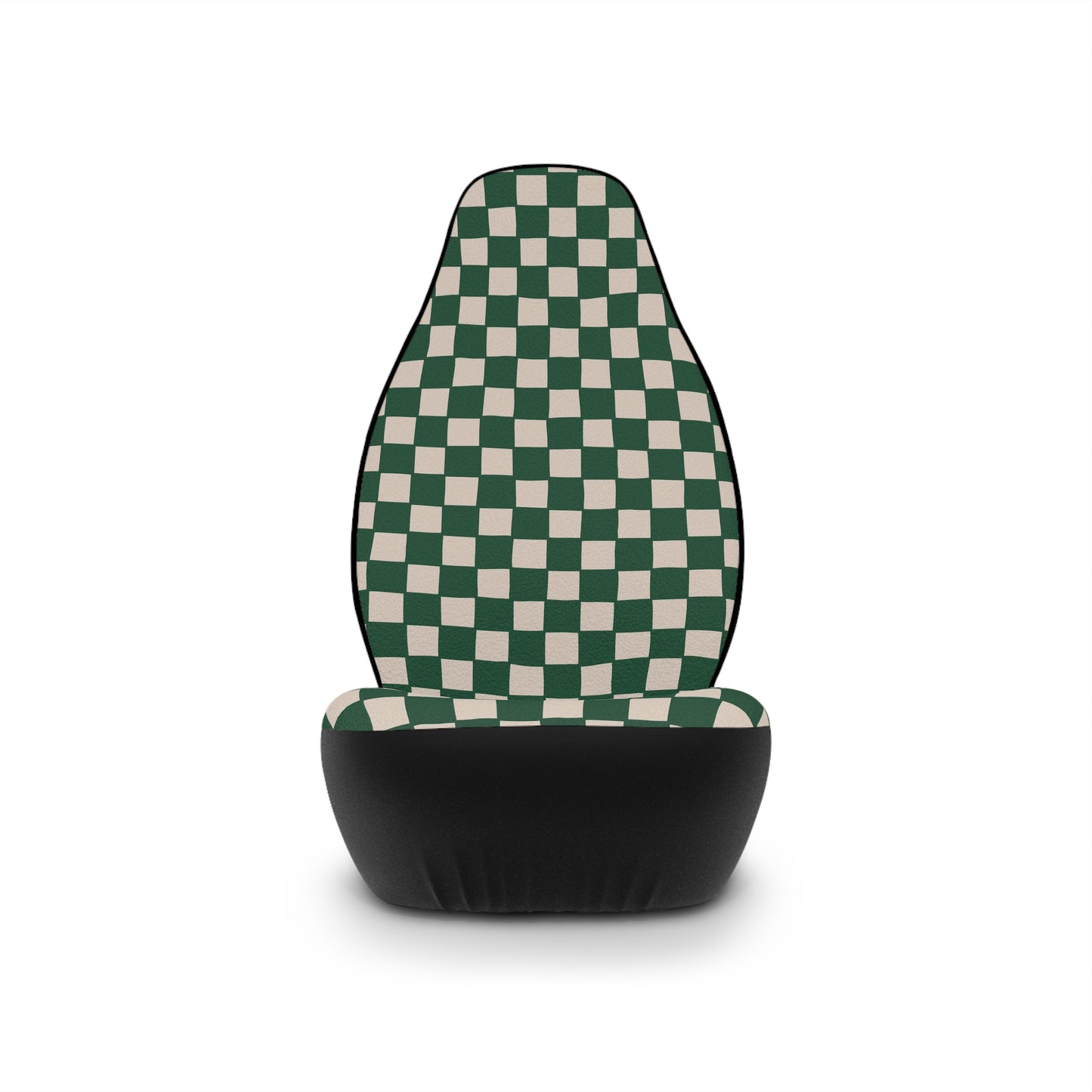 Green Checkerboard Car Seat Covers | Retro Checkered Auto Decor | Modern Boho Seat Covers | Polyamory & ENM Friendly