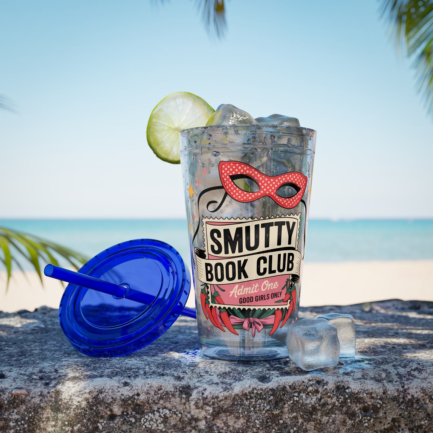 Admit One: Smutty Book Club – 16oz Sunsplash Tumbler | Polyamory Pride Cup | ENM Lifestyle Drinkware | Swinger Aesthetic Travel Cup | Spicy Romance Reader Gift | Poly, Open Relationship,...