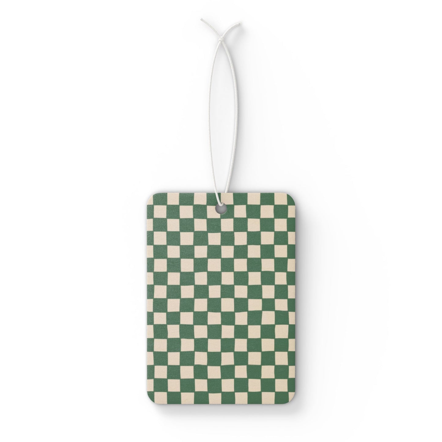 Green Checkered Car Air Freshener – Sage Aesthetic Hanging Diffuser | Pine, New Car & Black Ice Scents