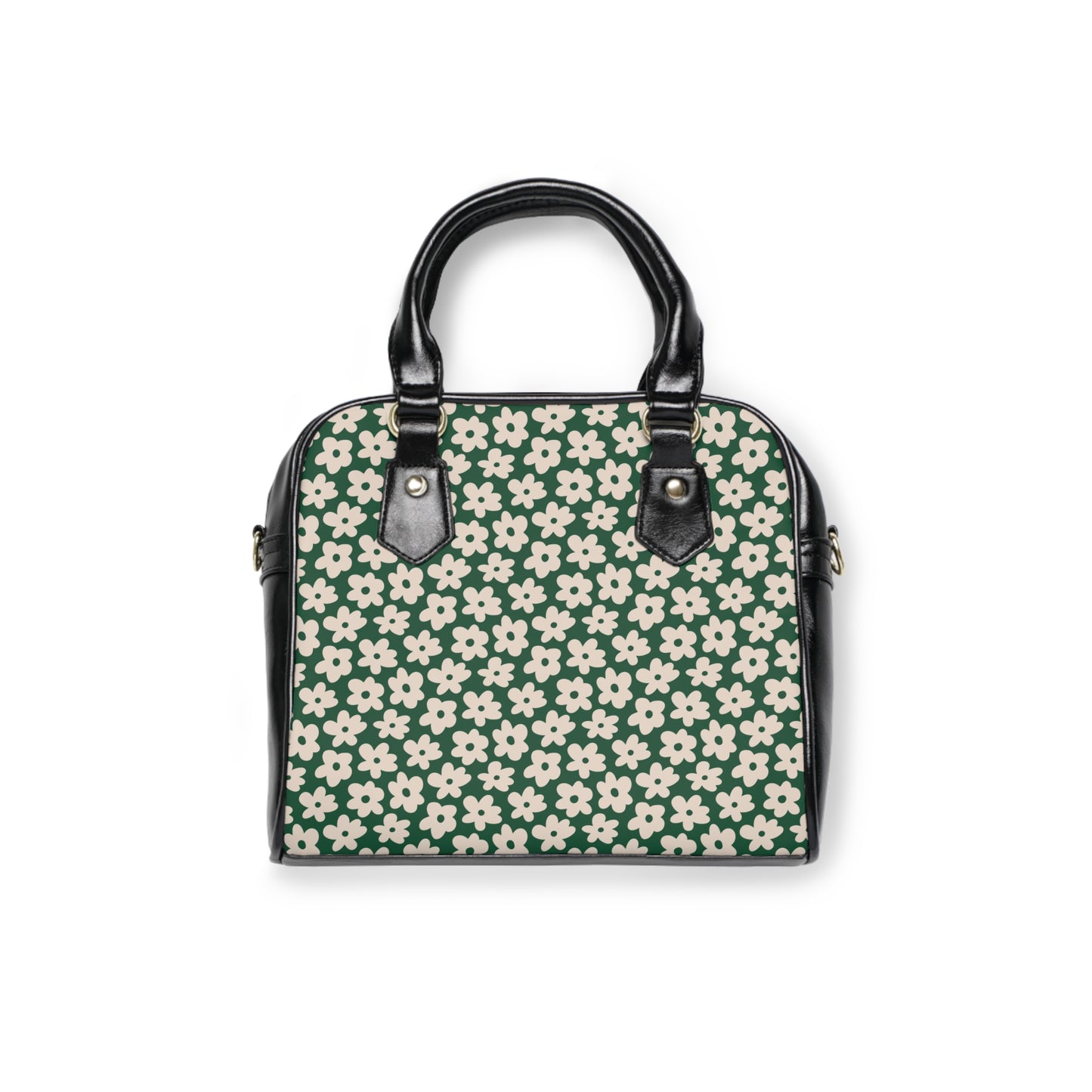 Green Retro Daisy Floral Shoulder Handbag – Vintage Flower PU Leather Purse, Polyamory & ENM Friendly Fashion Bag, Love-Positive Gift