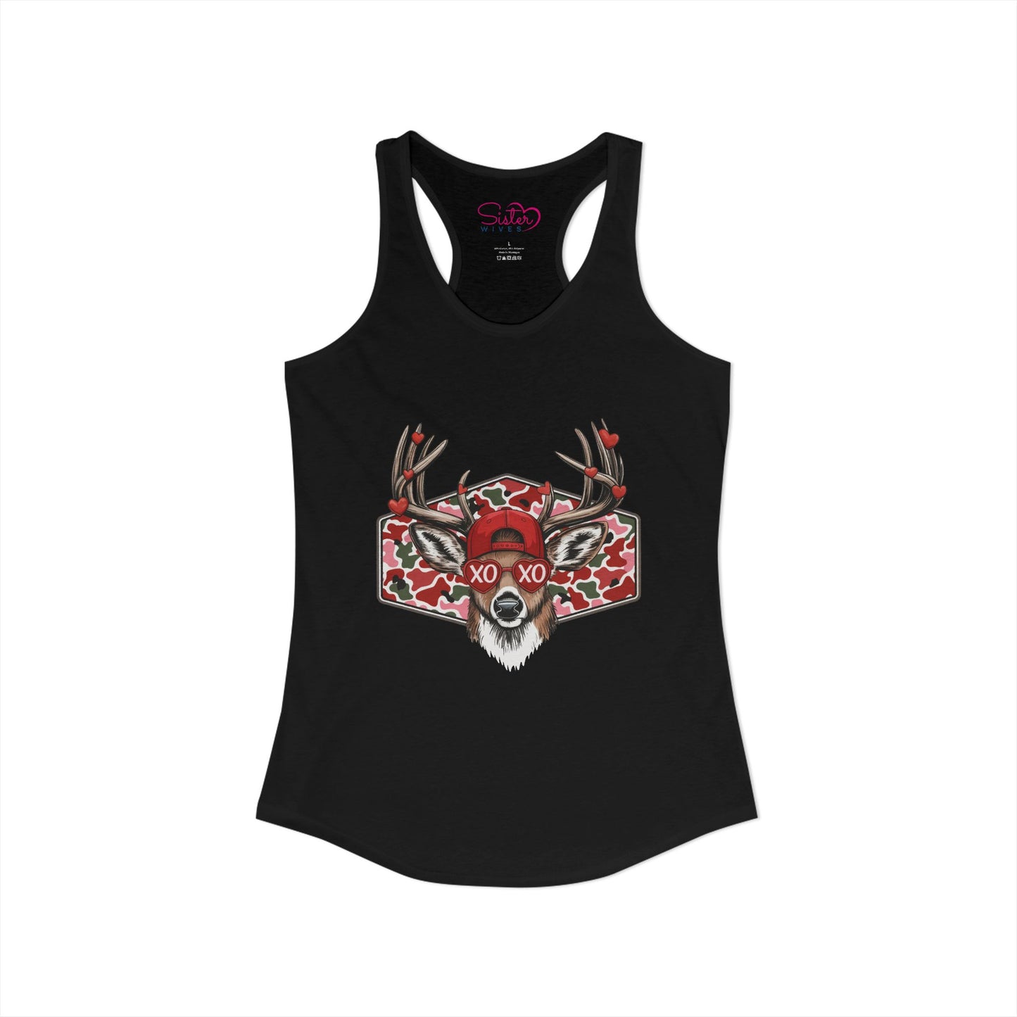 XO Deer Skull Racerback Tank – Dark Romance Woodland Tank Top | Gothic Valentine Aesthetic | Poly & ENM Friendly Apparel