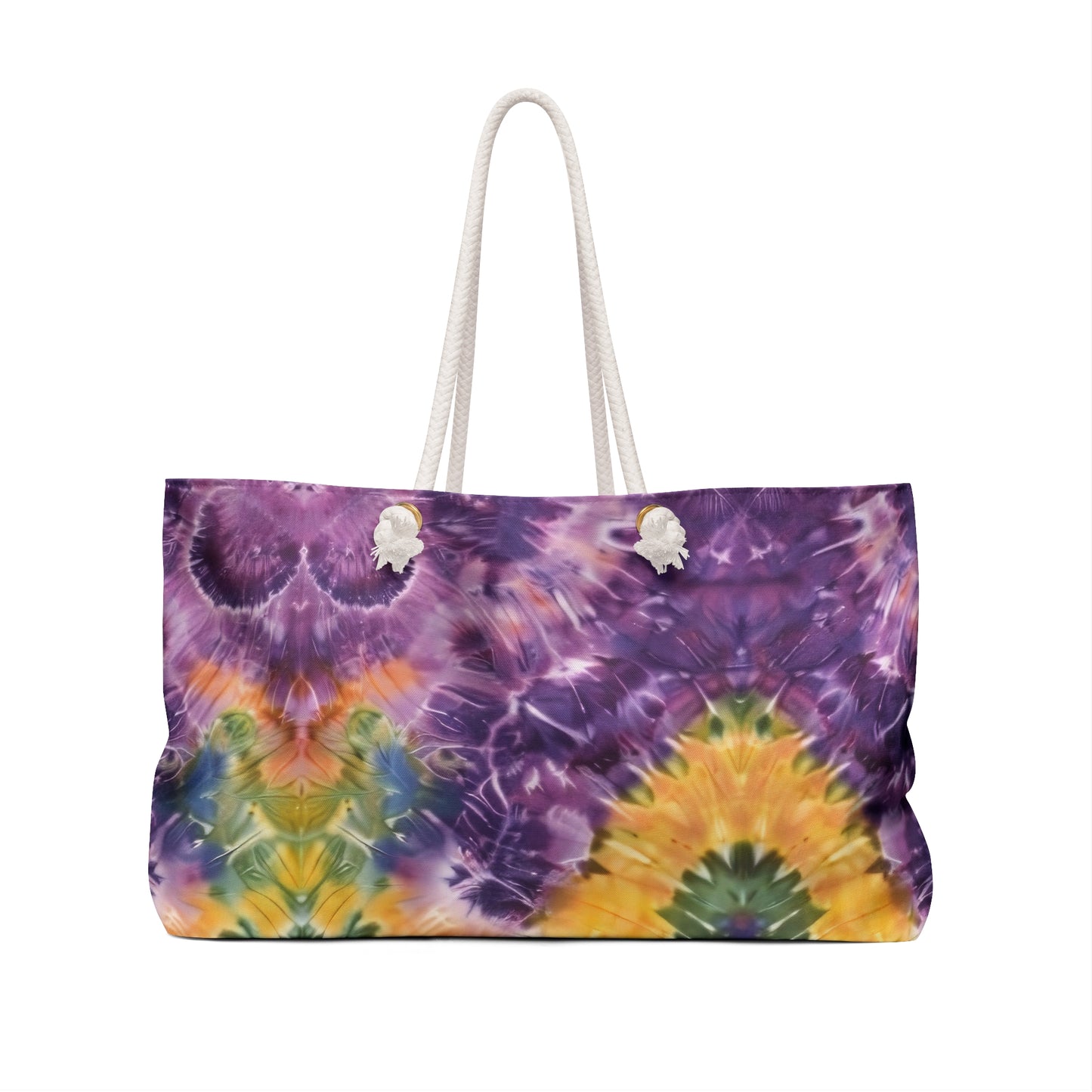 Mardi Gras Tie-Dye Weekender Bag | Polyamory ENM Friendly Travel Tote | Matching Couple & Throuple Overnight Bag | Festival & Cruise Carryall