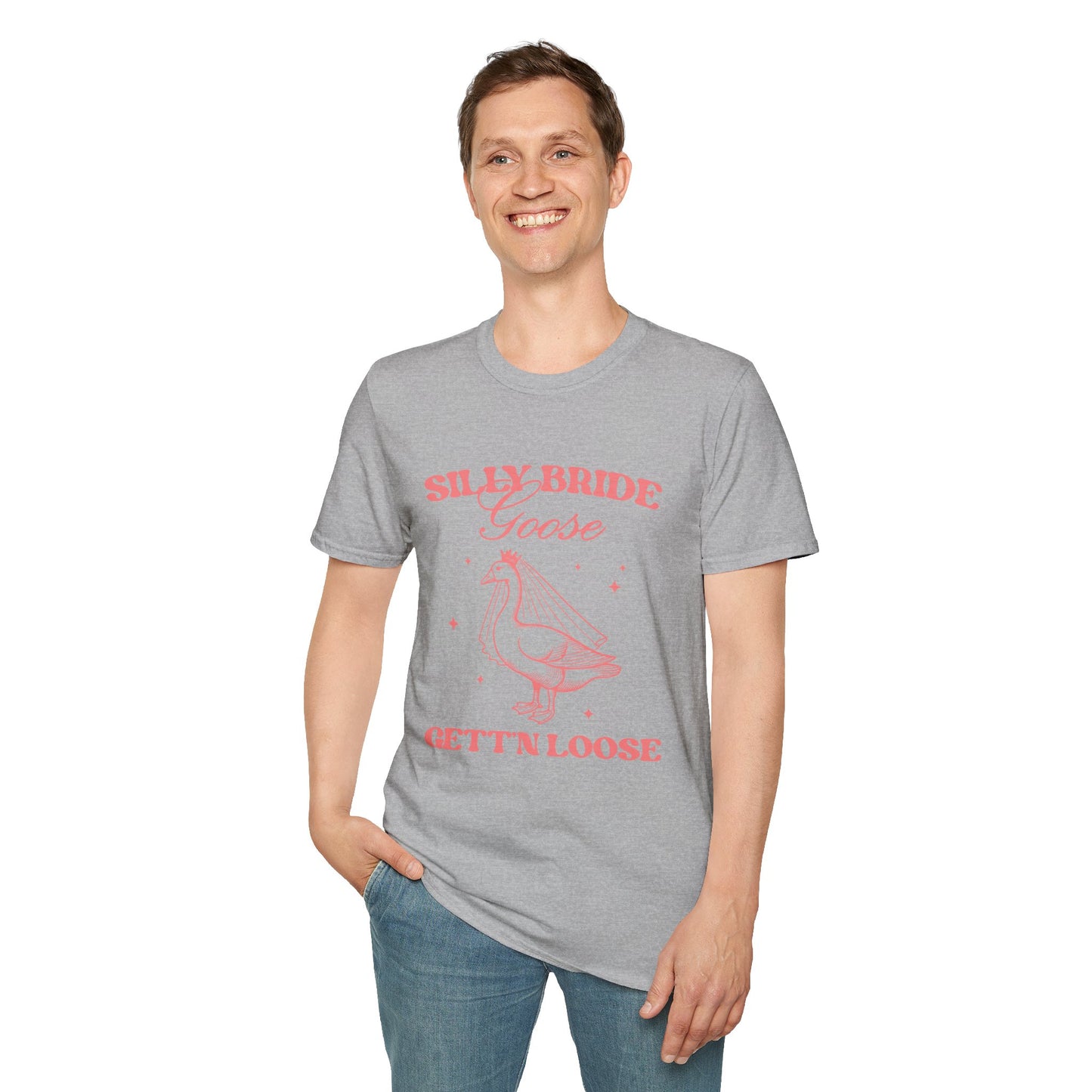 Silly Bride Goose Gettin Loose Shirt – Funny Bachelorette Party Tee, Bride Humor Wedding Shirt, Poly-Friendly Unisex Gildan 64000
