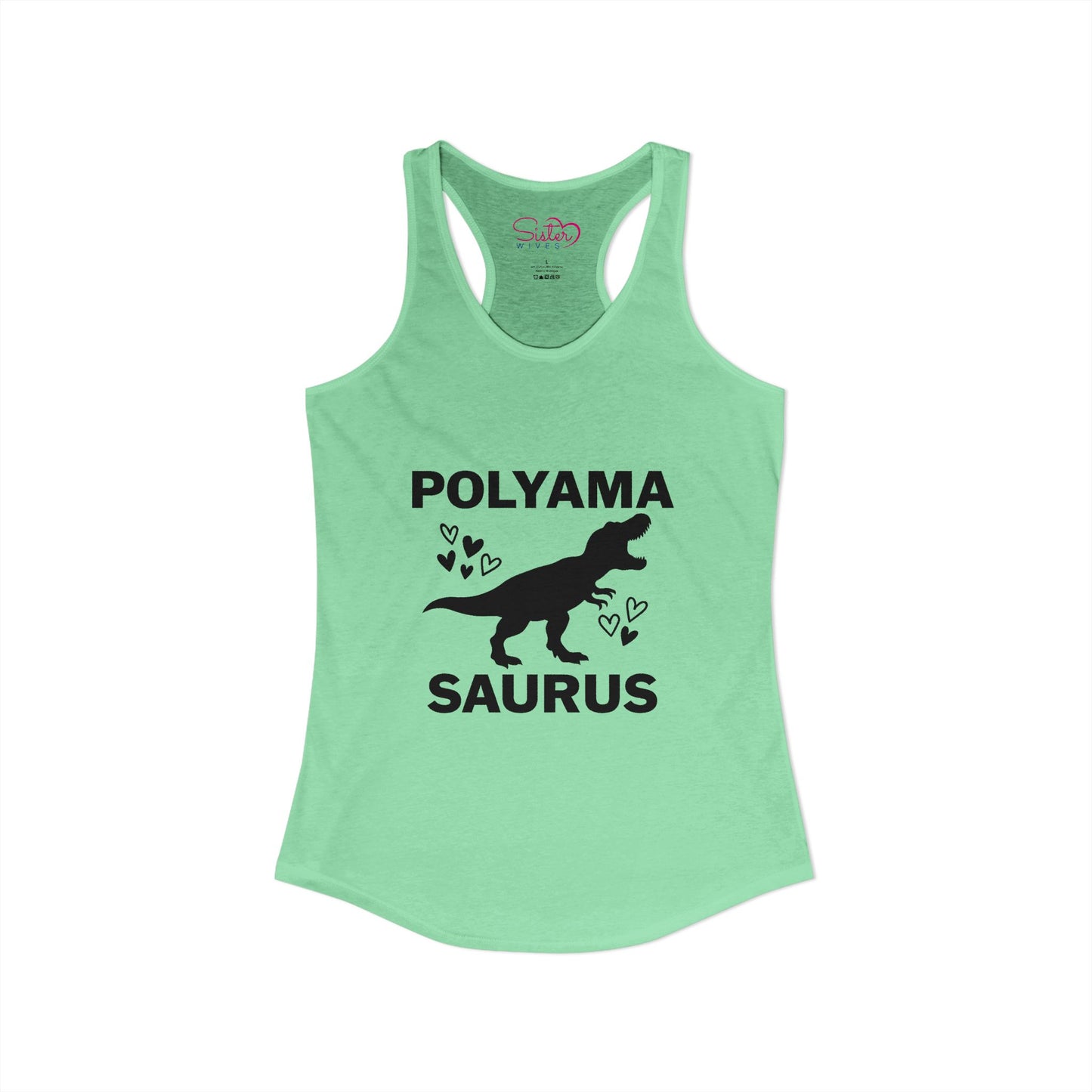 Polyamasaurus Racerback Tank | Polyamory & ENM Dinosaur Tank Top | Chosen Family Funny Summer Shirt | Inclusive Relationship Apparel