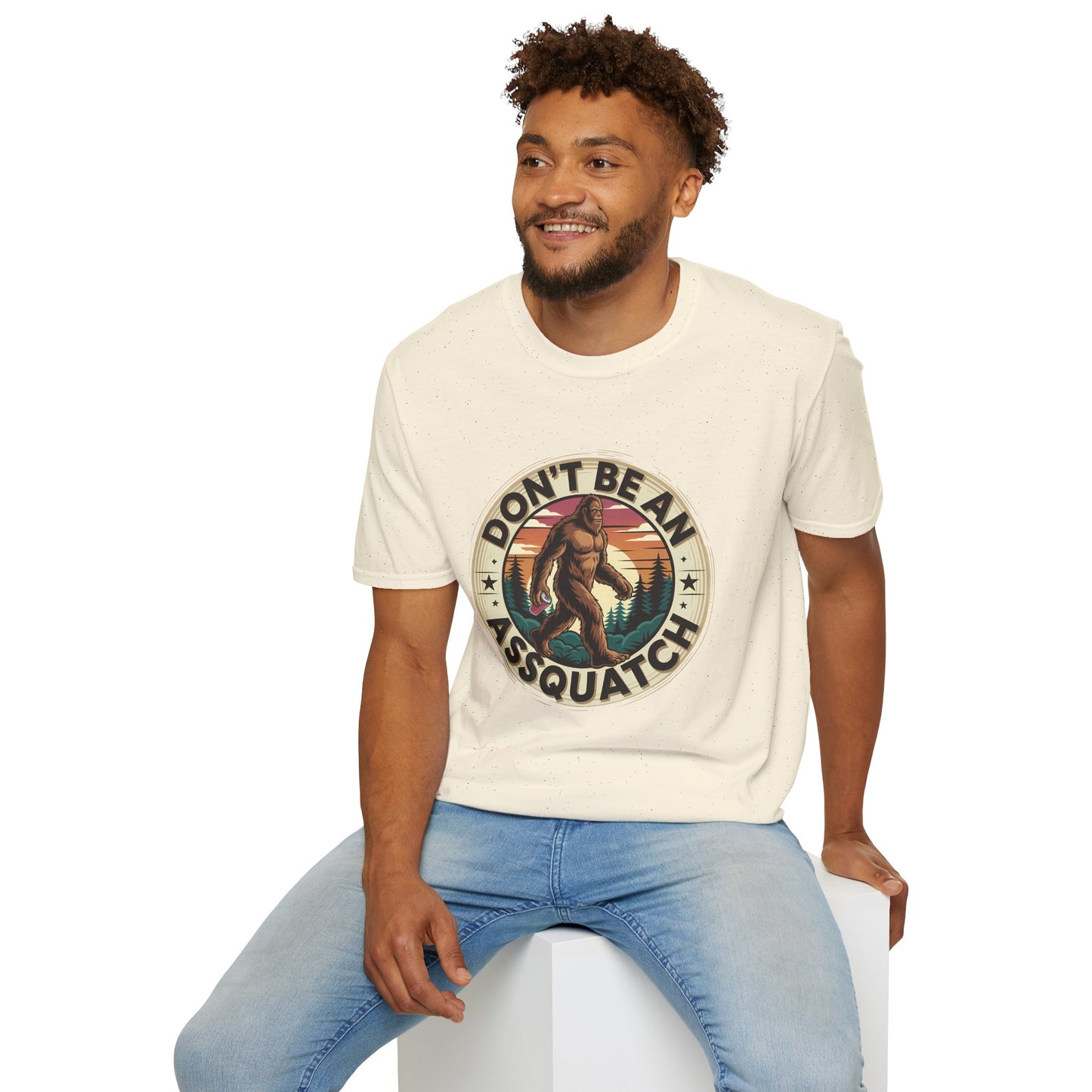 Don’t Be an Assquatch Shirt – Funny Bigfoot Graphic Tee, Sarcastic Sasquatch Shirt, Poly-Friendly ENM Unisex Gildan 64000
