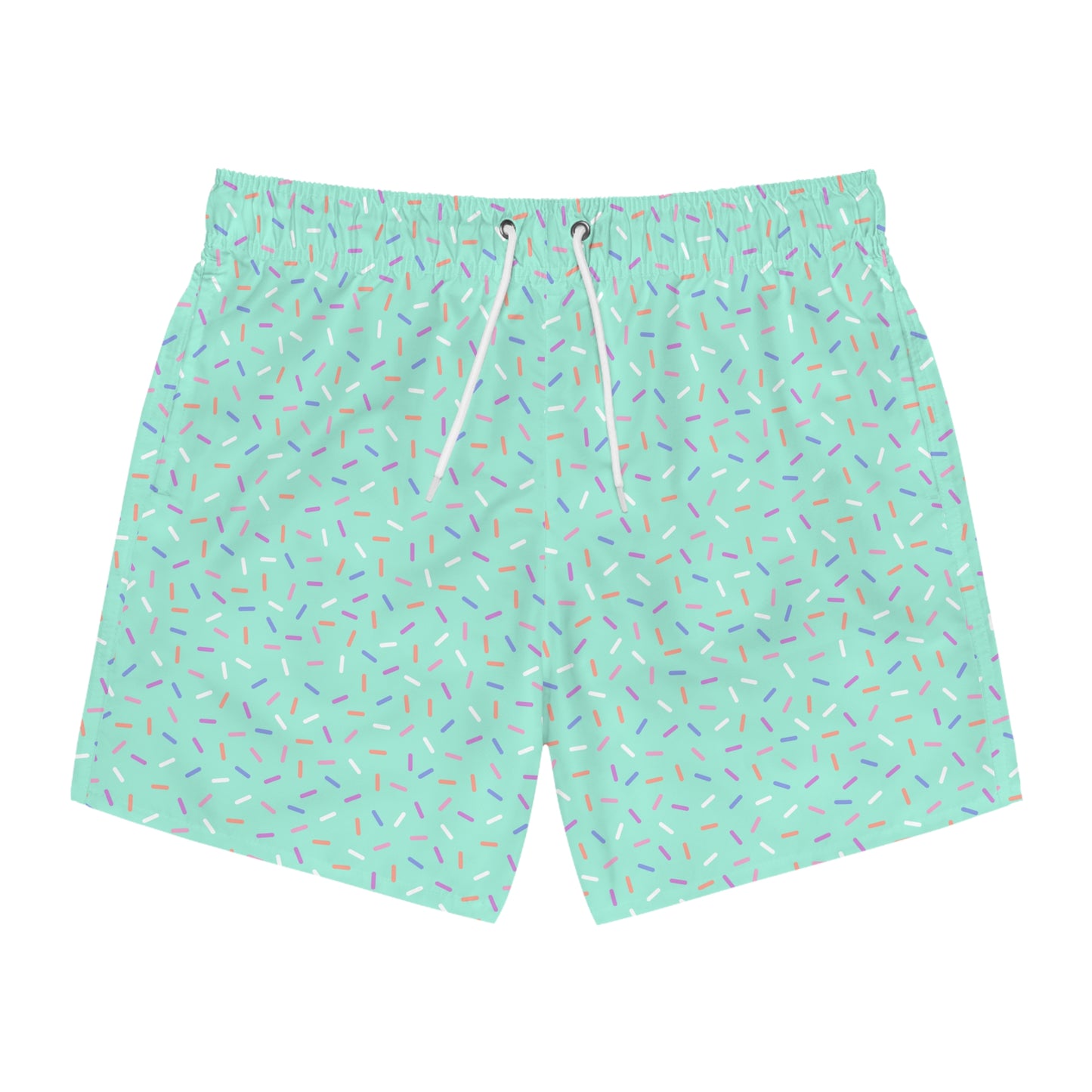 Men’s Rainbow Sprinkle Swim Trunks – Pastel Confetti Summer Swim Shorts, Fun Pool & Beach Board Shorts, Fast-Dry AOP Trunks