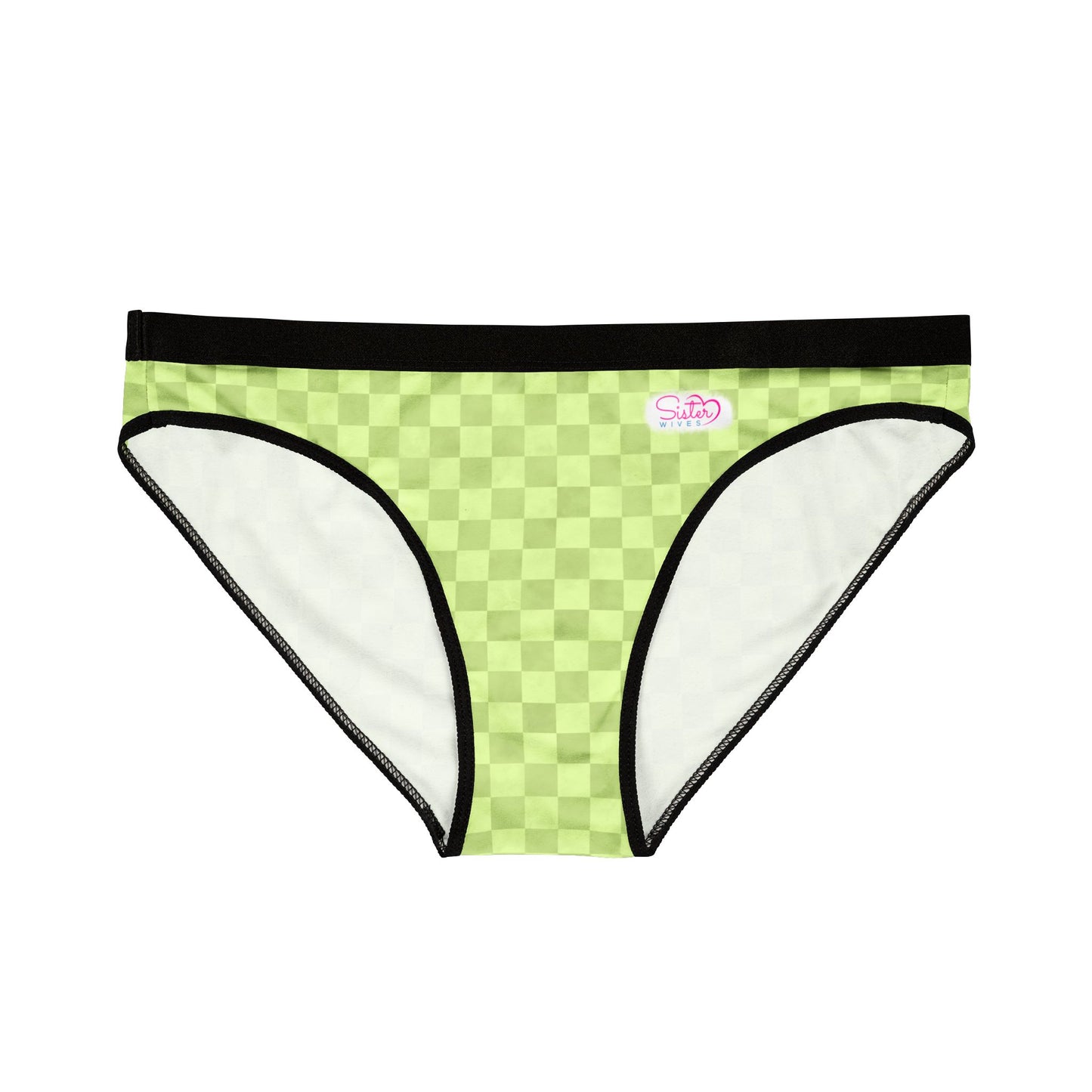 Green Checker Women’s Panties | Aesthetic Bikini Cut Underwear | ENM & Polyamory Friendly Lingerie | Soft Statement Intimates