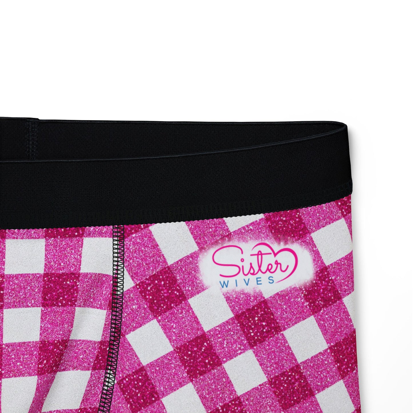 Men’s Valentine’s Gingham Boxer Briefs – Pink Checkered Boxers, Polyamory & Swinger Friendly Underwear, ENM Pride, Matching Couples Sets Available