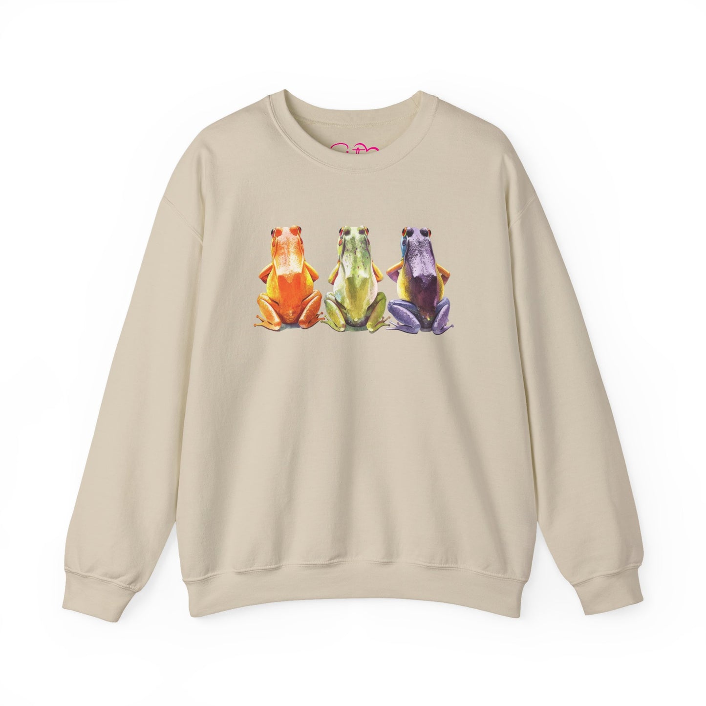 Three Frogs Crewneck Sweatshirt | Chosen Family Symbol Pullover | Polyamory & ENM Cozy Apparel | Whimsical Nature Graphic Sweatshirt