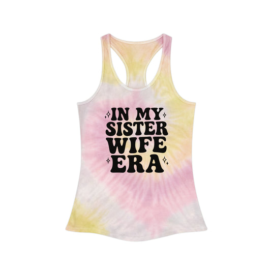 Black In My Sisterwife Era Tie-Dye Tank Top, Summer Casual Wear, Graphic Tee for Bachelorette, Birthday Gift, Festival Style Top, SisterWife Tank Top
