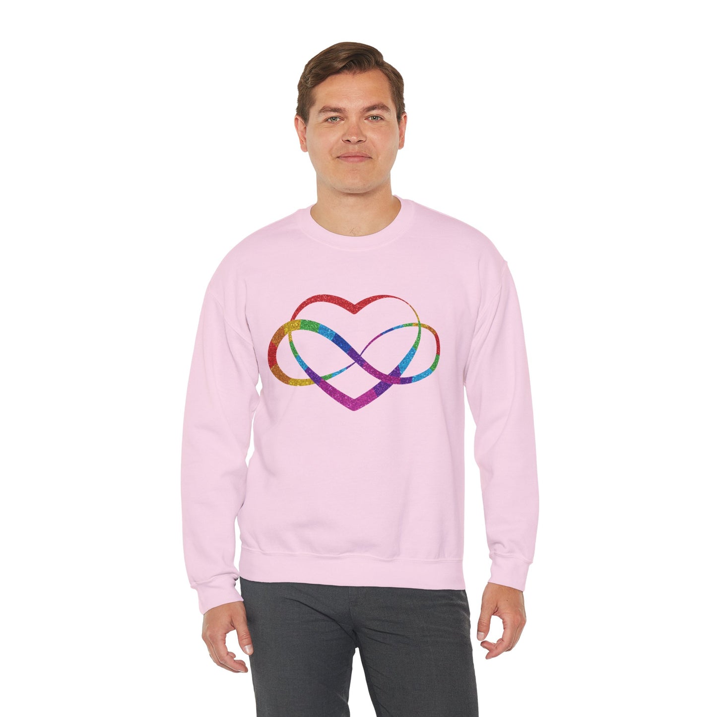 Infinity Heart Crewneck Sweatshirt | Polyamory & ENM Symbol Pullover | LGBTQ+ Inclusive Chosen Family Apparel | Cozy Pride Sweatshirt