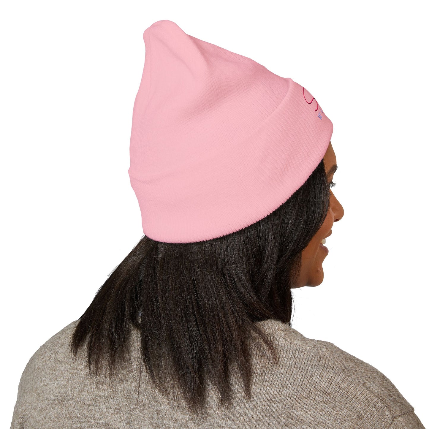 SisterWives Logo Embroidered Cuffed Beanie, Cozy Hat for Family Gatherings, Winter Wear, Holiday Gift, Fashion Accessory