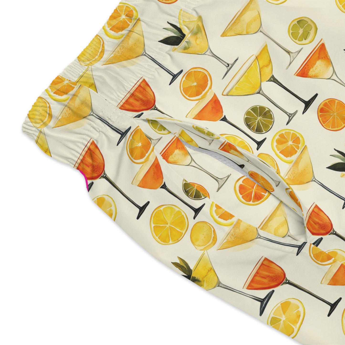 Men’s Cocktail Swim Trunks – Citrus Martini Resort Boardshorts | Polyamory ENM Lifestyle Poolwear | Fast-Dry Summer Swim Shorts