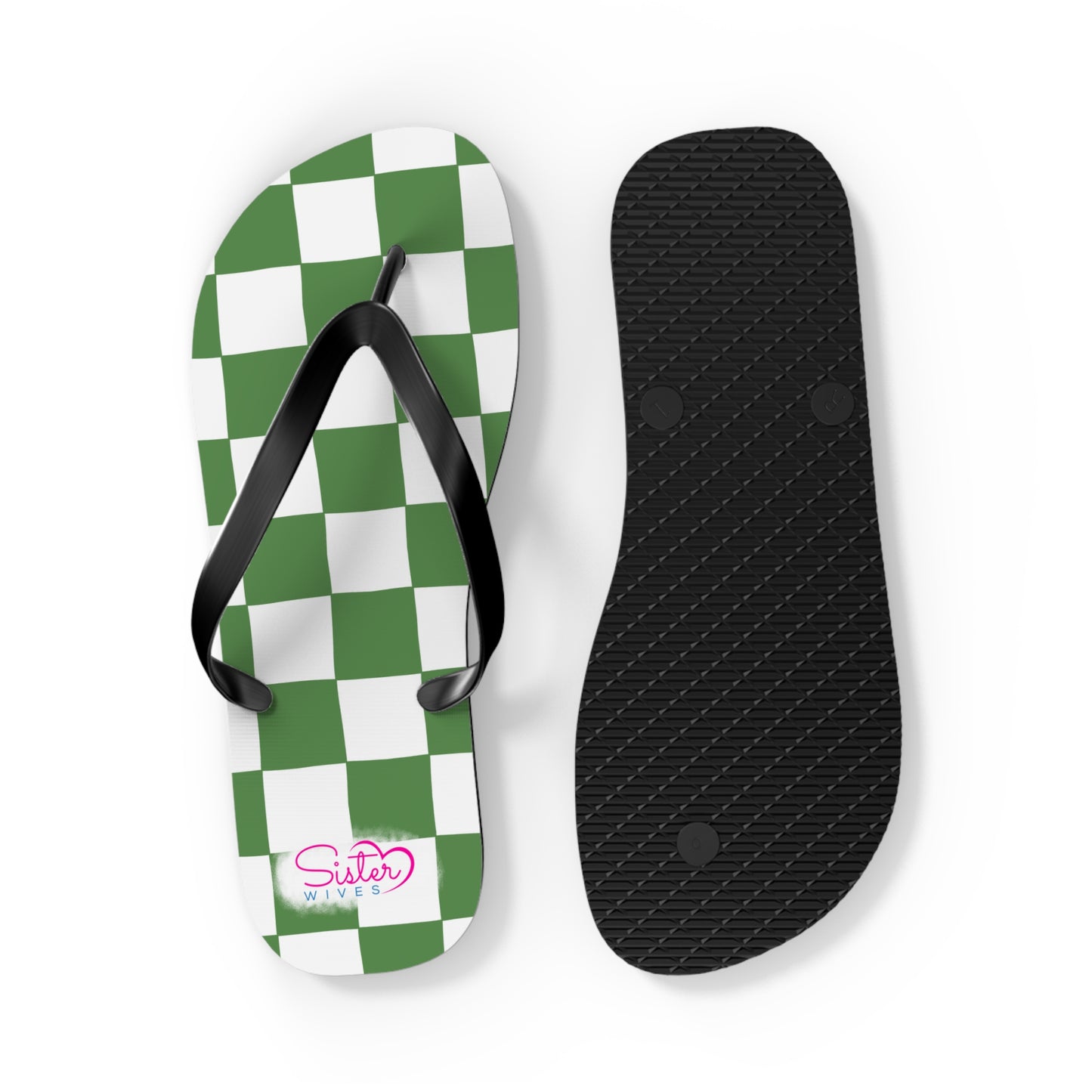 Green Checkered Flip Flops | Summer Sandals for ENM, Poly & Open Relationship Lifestyle