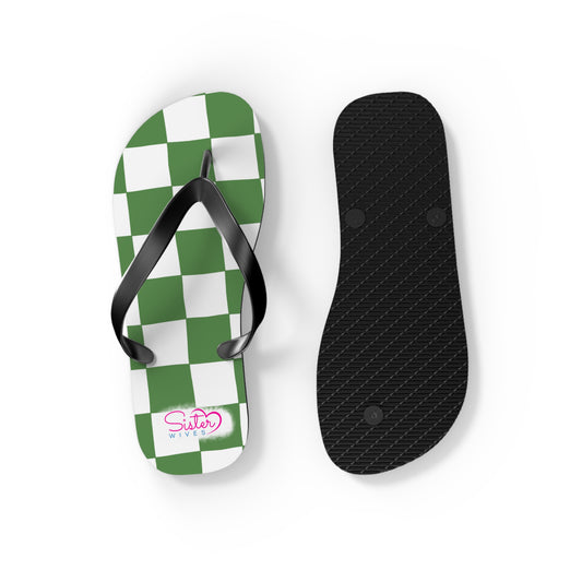 Green Checkered Flip Flops | Summer Sandals for ENM, Poly & Open Relationship Lifestyle