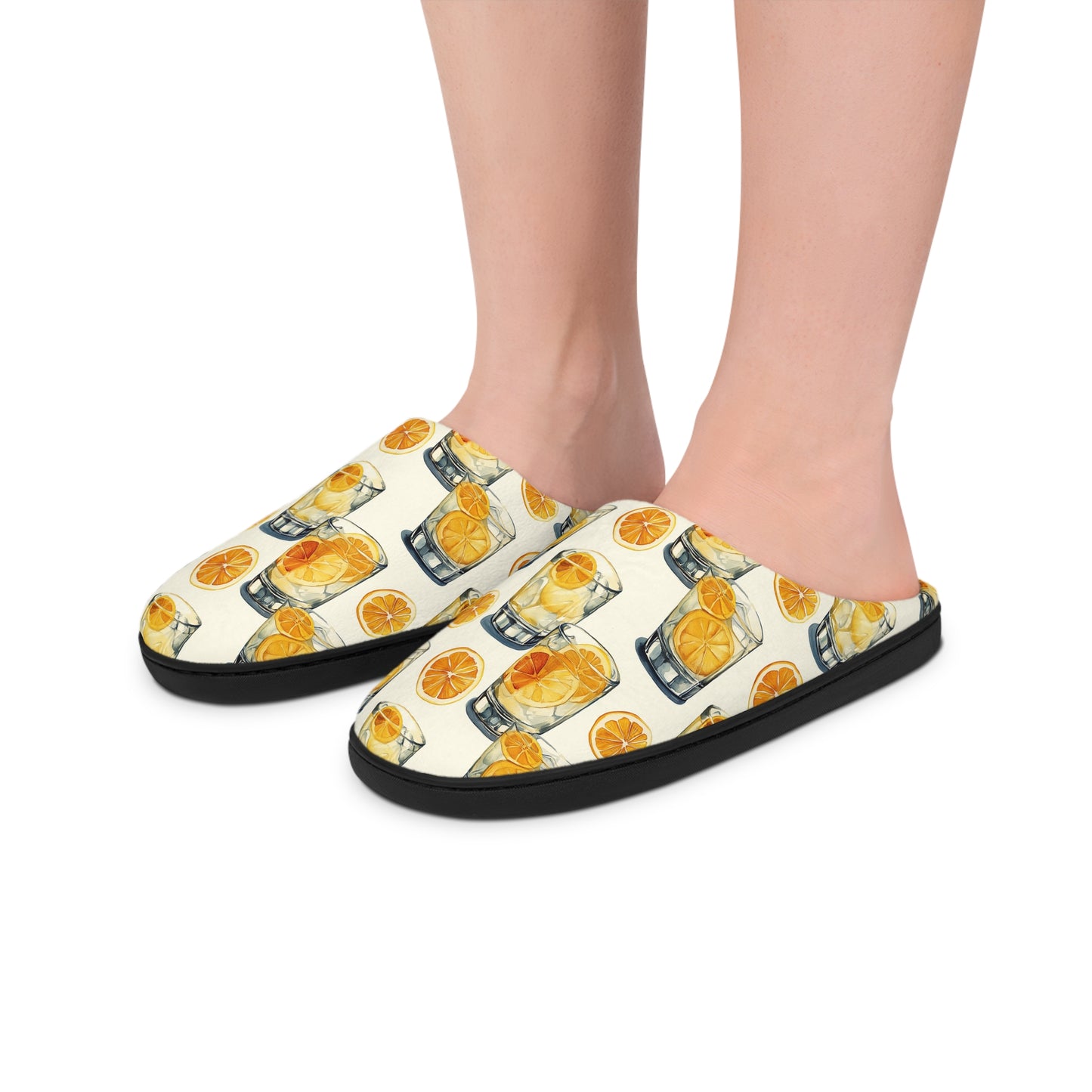 Men’s Cocktail Slippers – Citrus Martini Indoor House Shoes | Polyamory ENM Lifestyle Loungewear | Cozy Non-Slip Slippers