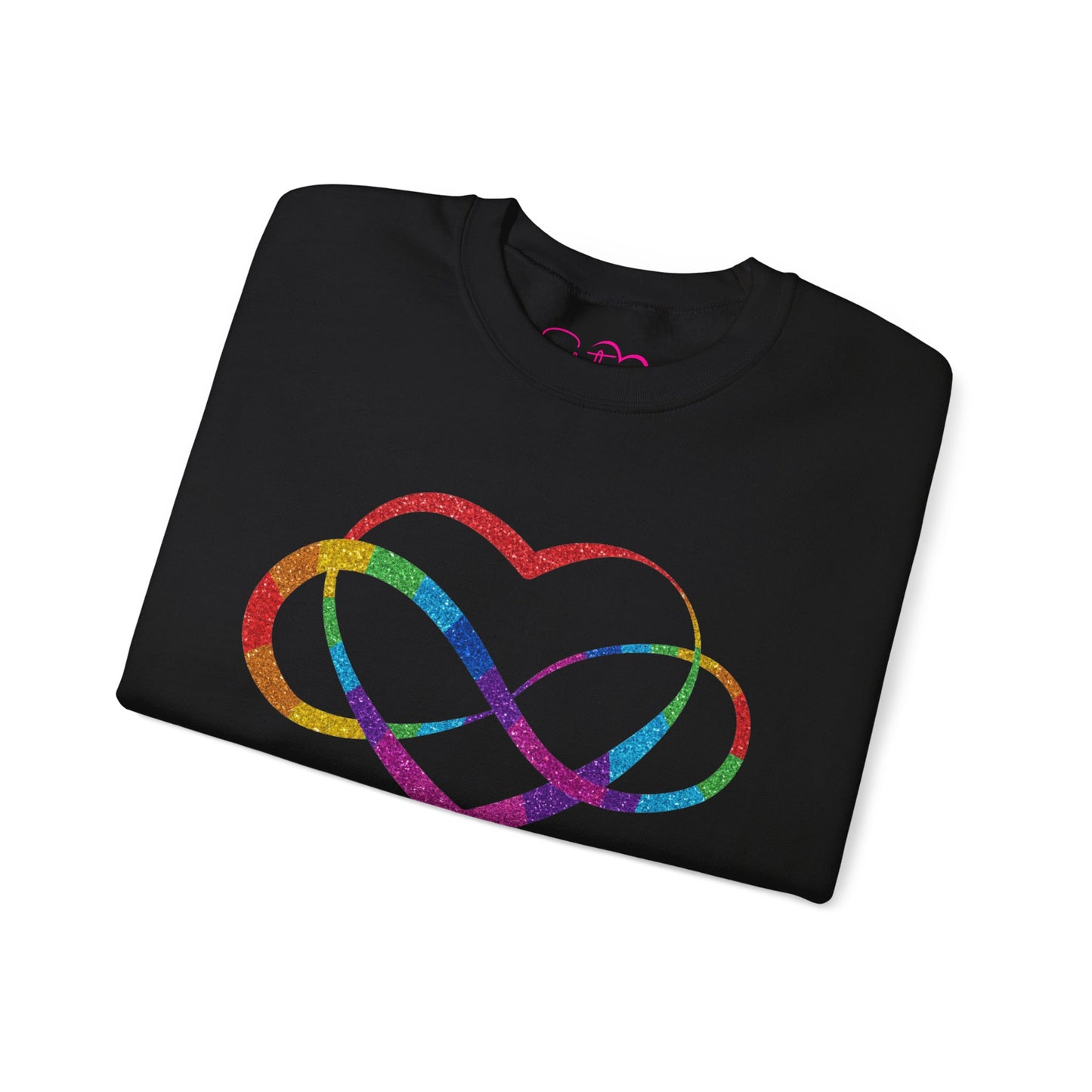 Infinity Heart Crewneck Sweatshirt | Polyamory & ENM Symbol Pullover | LGBTQ+ Inclusive Chosen Family Apparel | Cozy Pride Sweatshirt