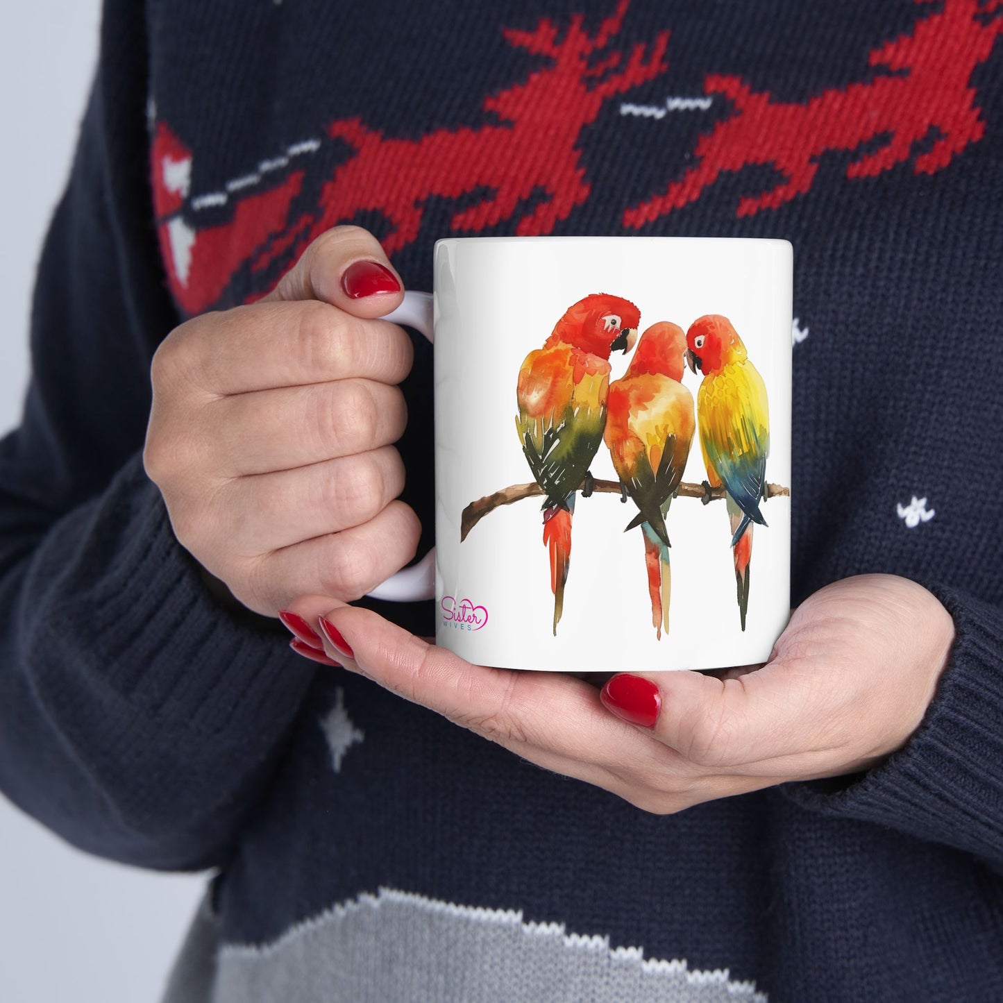 Three Birds Mug | Polyamory & Sisterwives Symbol Mug | Chosen Family Coffee Cup | Ethical Non-Monogamy Gift | Cozy Ceramic Mug