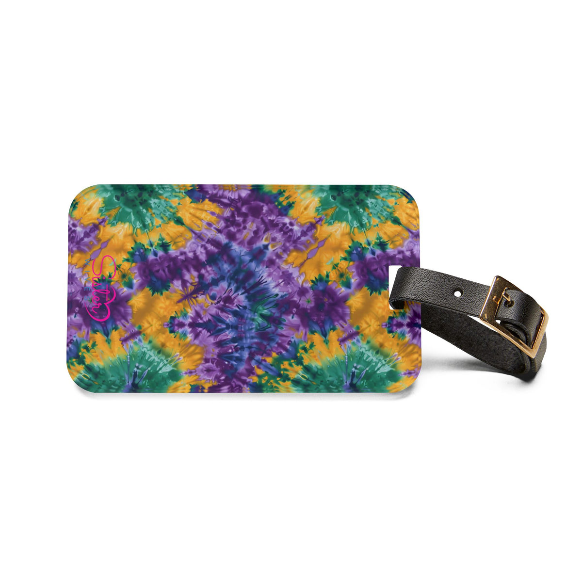 Mardi Gras Tie-Dye Luggage Tag | Polyamory ENM Pride Travel Accessory | Colorful Festival Suitcase Tag | Cruise & Resort Bag Identifier