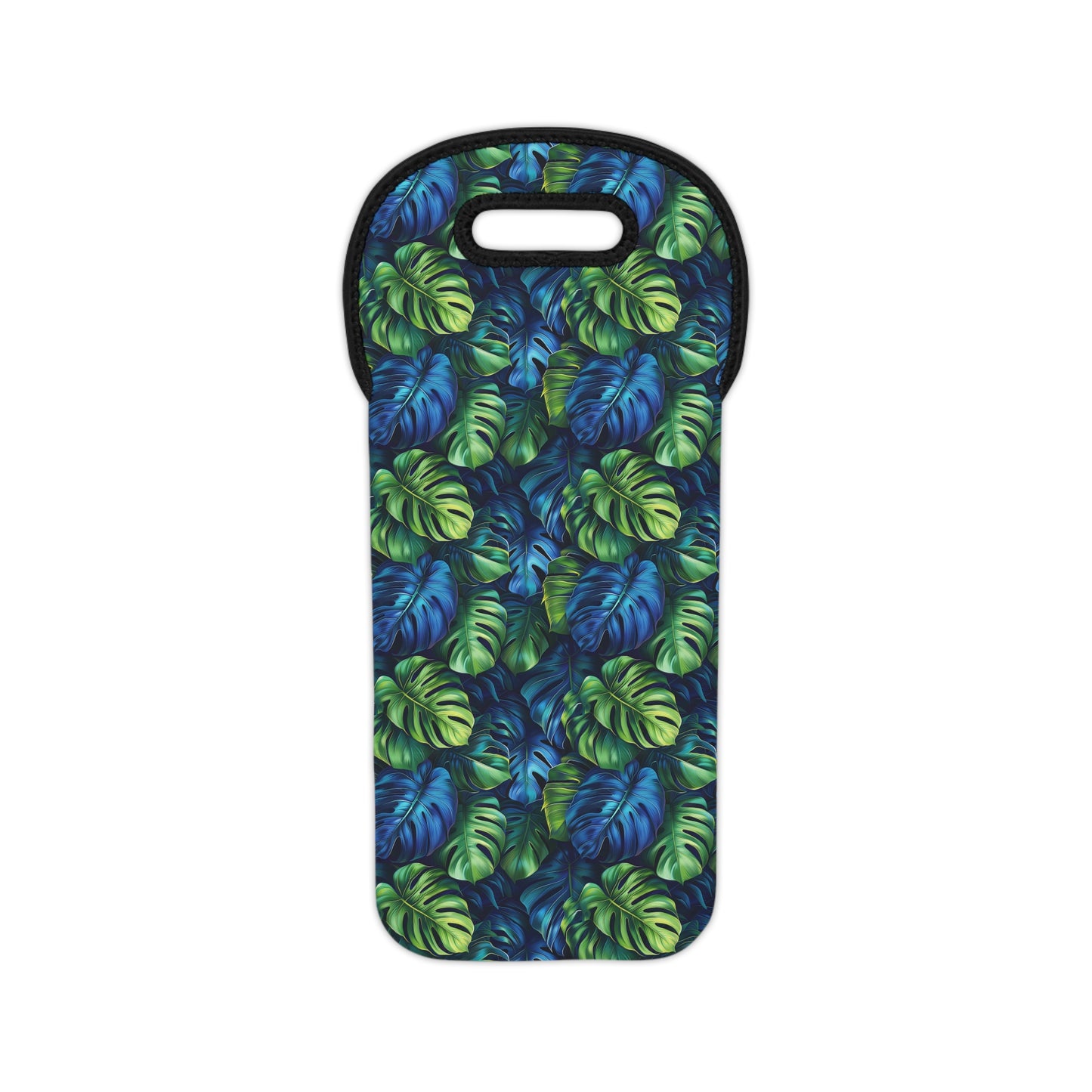 Tropical Leaf Wine Tote Bag – Reusable Neoprene Wine Bottle Carrier with Handle