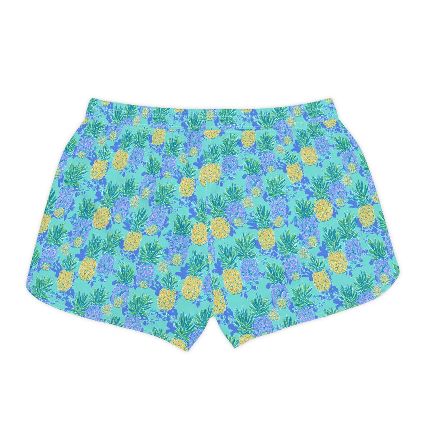 Blue Costal Pineapple Sisterwives Floral Women's Casual Shorts, Summer Beachwear, Vacation Shorts, Cute Lounge Shorts, Pineapple Print Shorts