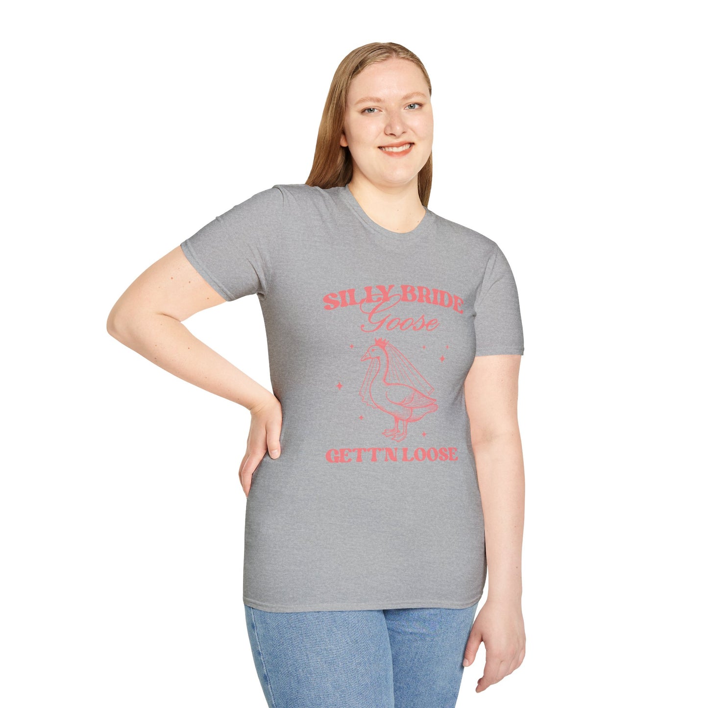 Silly Bride Goose Gettin Loose Shirt – Funny Bachelorette Party Tee, Bride Humor Wedding Shirt, Poly-Friendly Unisex Gildan 64000