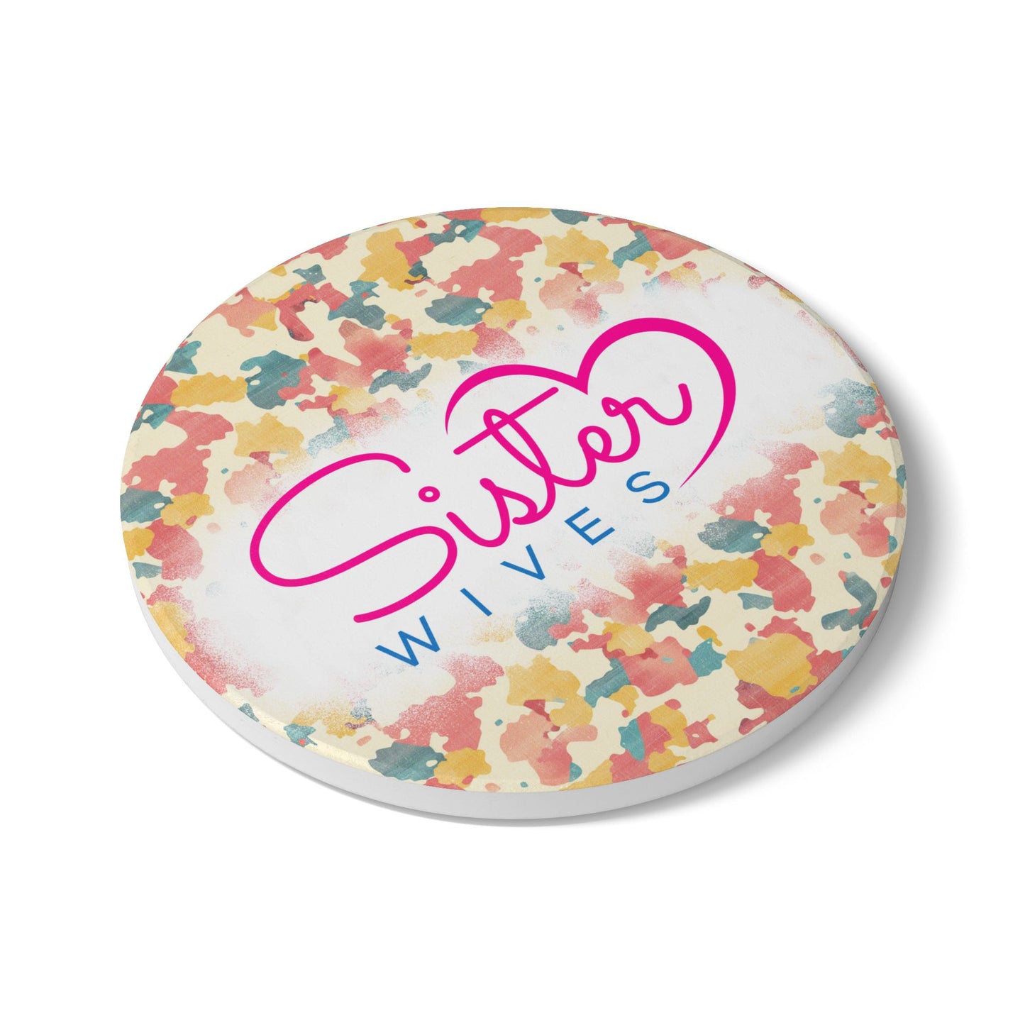 Sister Wives Retro Camo Ceramic Coaster, Unique Gift for Friends, Home Decor, Wedding Favors, Birthday Present, Celebratory Gift