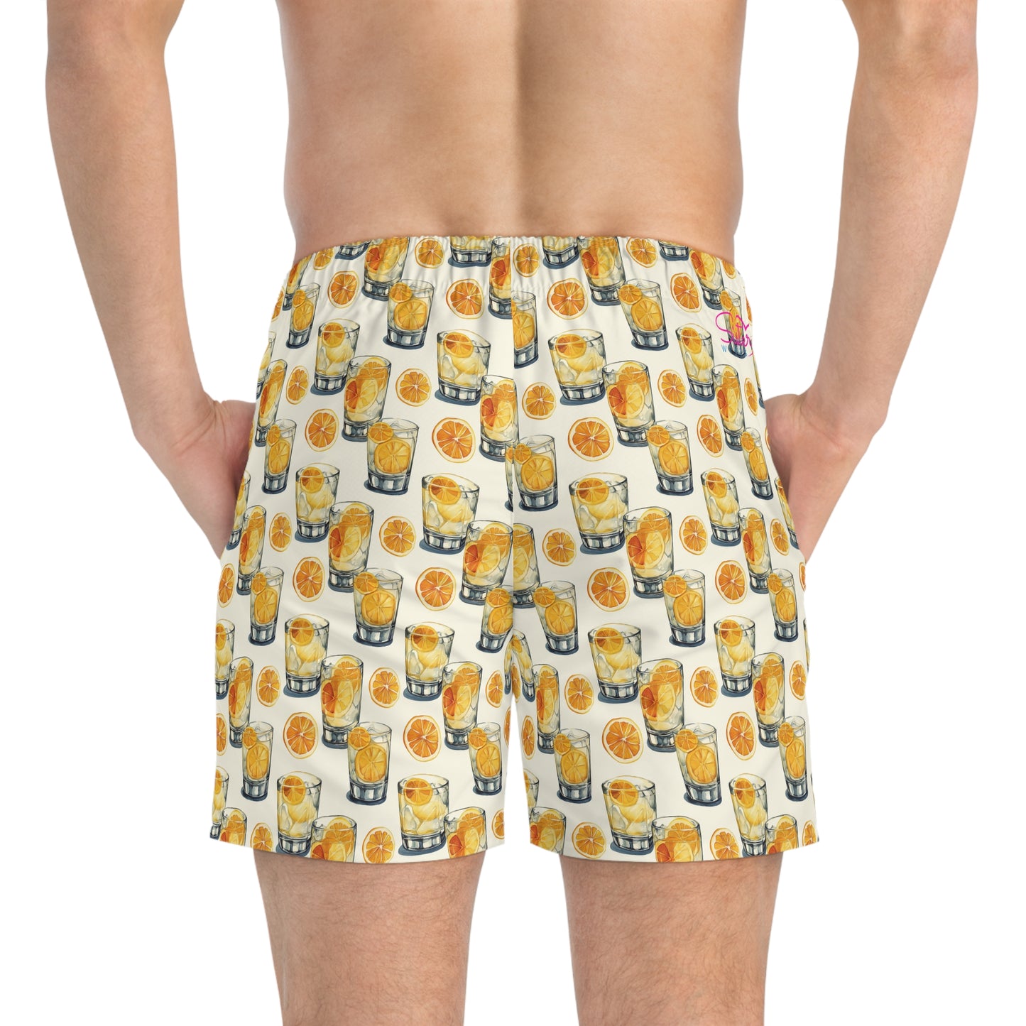 Men’s Cocktail Swim Trunks – Citrus Martini Resort Boardshorts | Polyamory ENM Lifestyle Poolwear | Fast-Dry Summer Swim Shorts