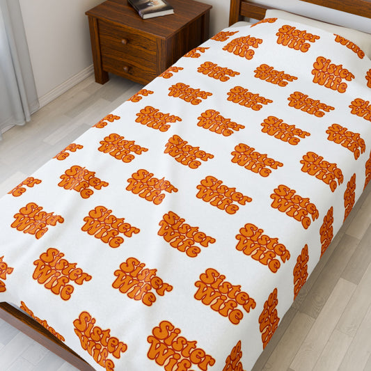 Sister Wife Orange Velveteen Plush Blanket Soft Throw