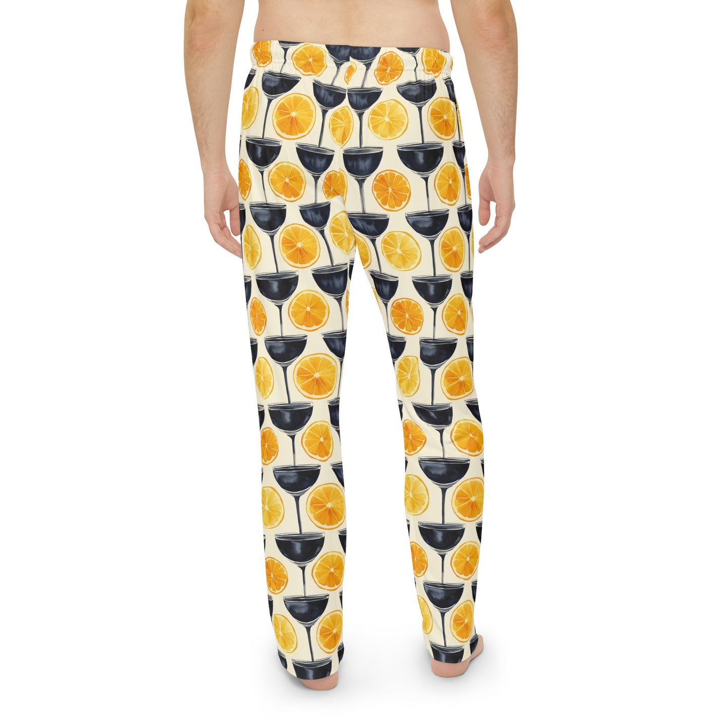 Men’s Citrus Cocktail Pajama Pants | Citrus Martini Lounge Pants | Playful Bar Cart Sleepwear | Polyamory & ENM Friendly