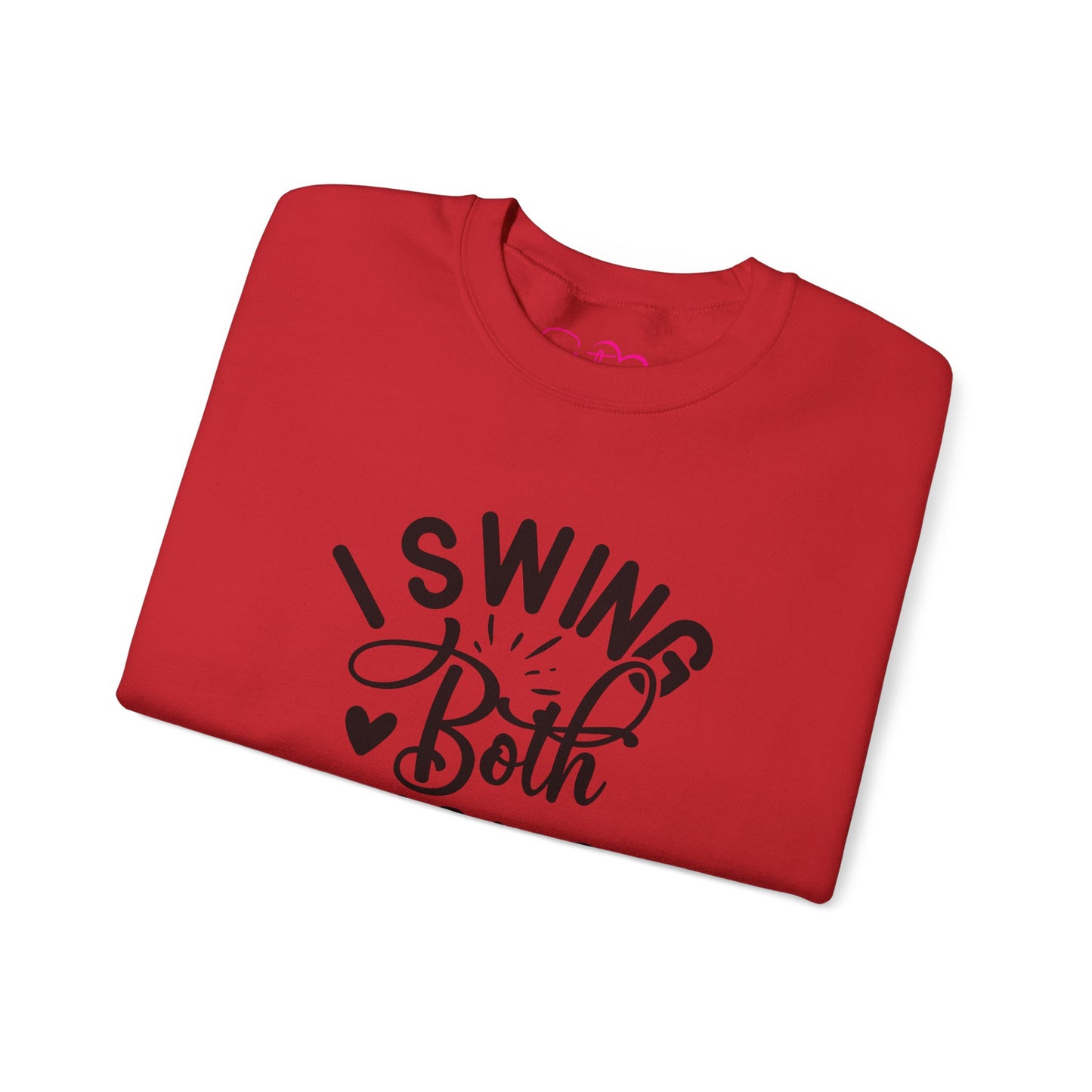 I Swing Both Ways Crewneck Sweatshirt | Bisexual & Swinger Humor Pullover | ENM Friendly Cozy Sweatshirt | Inclusive Relationship Apparel