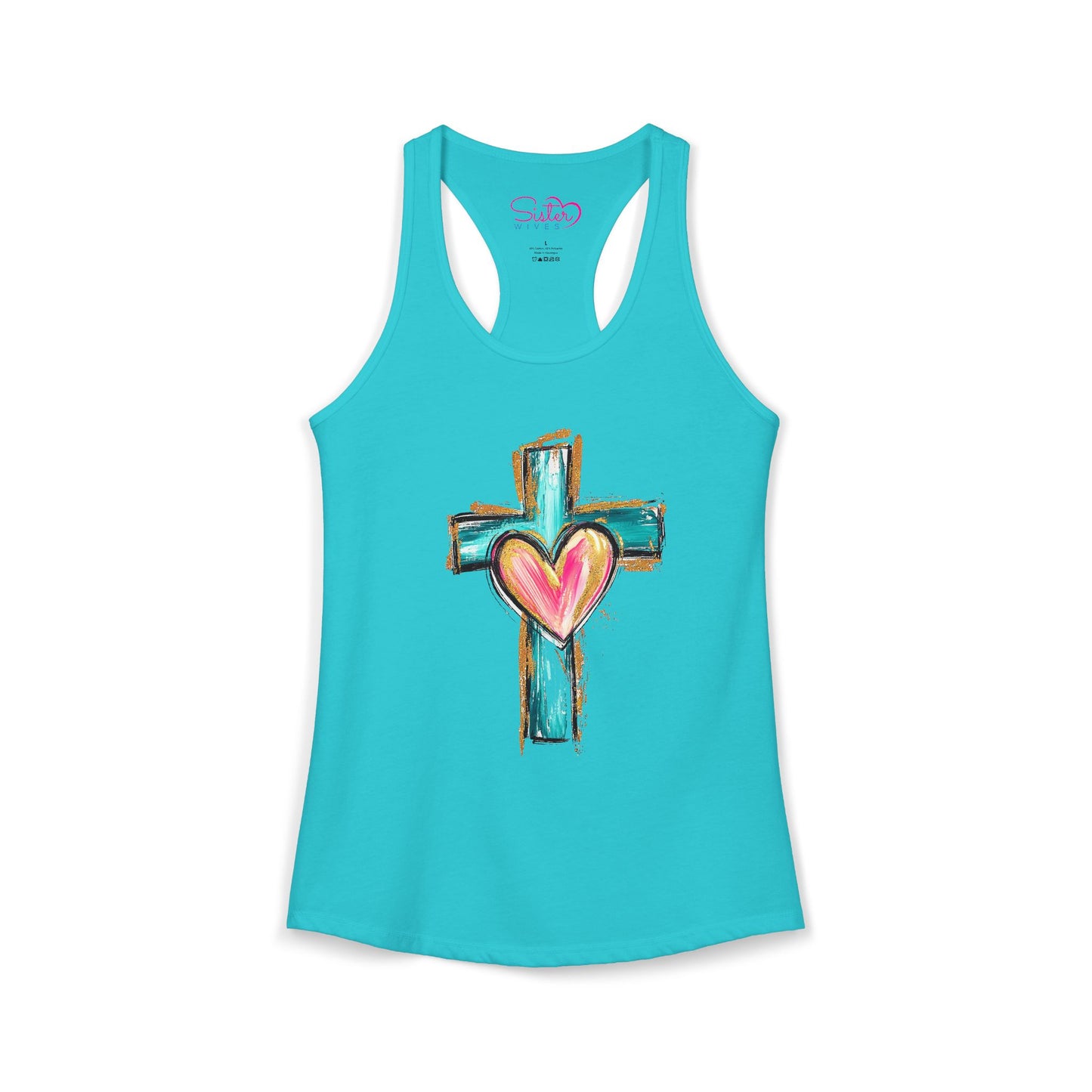 Cross with Heart Racerback Tank | Inclusive Faith Tank Top | Chosen Family Christian Apparel | Love-Centered Spiritual Summer Shirt