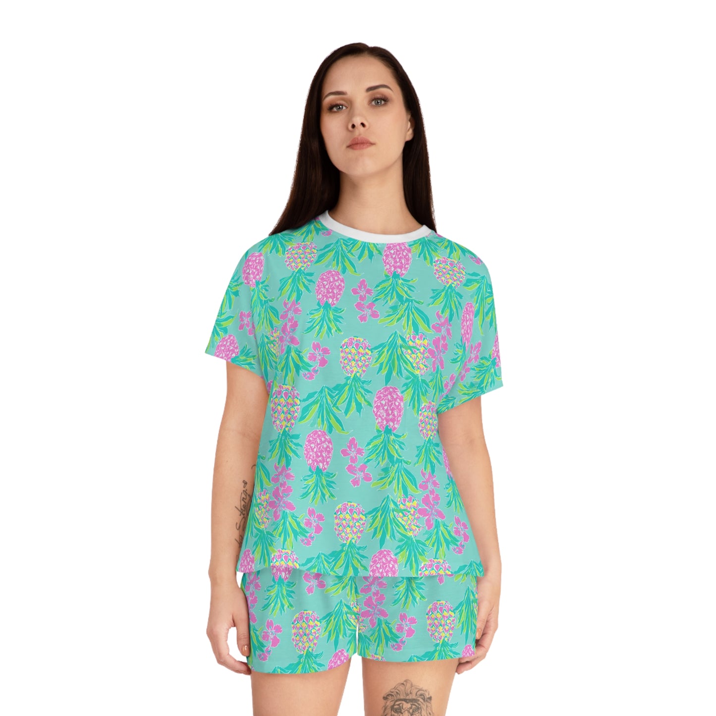 Pink Upside Down Pineapple Pajama Set | Swinger & Polyamory Sleepwear | Ethical Non-Monogamy Lounge Set | Playful Lifestyle Pajamas