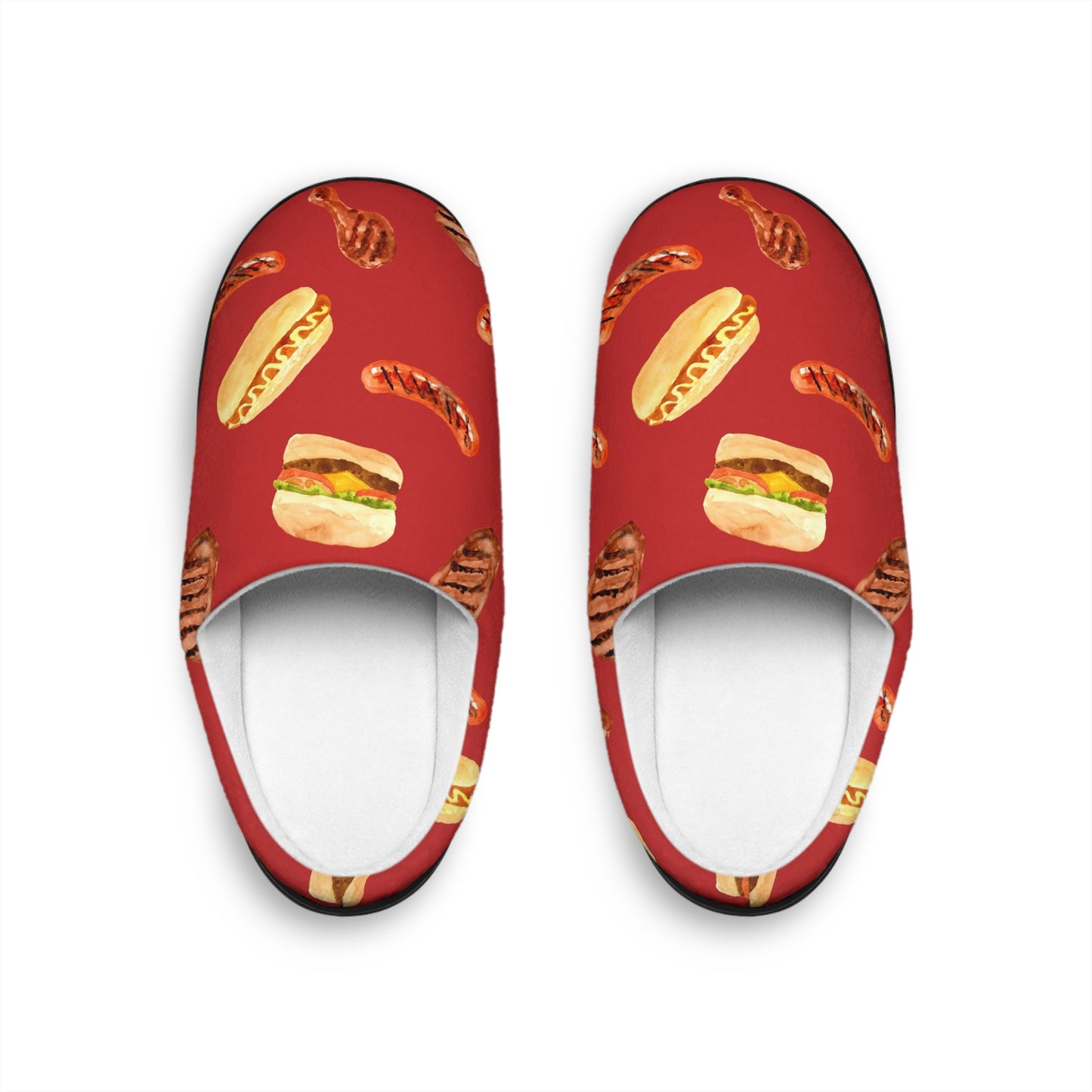 Men’s BBQ Slippers – Grill & Cookout Indoor House Shoes | Funny Food Print Slippers | Cozy Non-Slip Men’s Slippers
